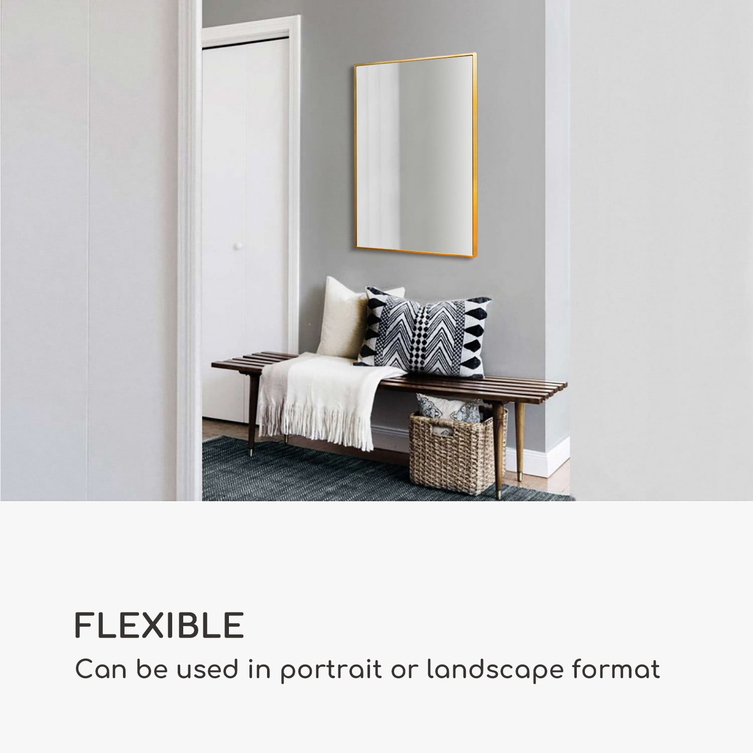 Casa Chic Croxley Nástenné zrkadlo v kovovom ráme obdĺžnikové 90 x 60 cm – Obrázok 2