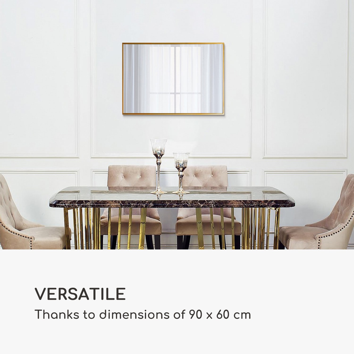 Casa Chic Croxley Nástenné zrkadlo v kovovom ráme obdĺžnikové 90 x 60 cm – Obrázok 3