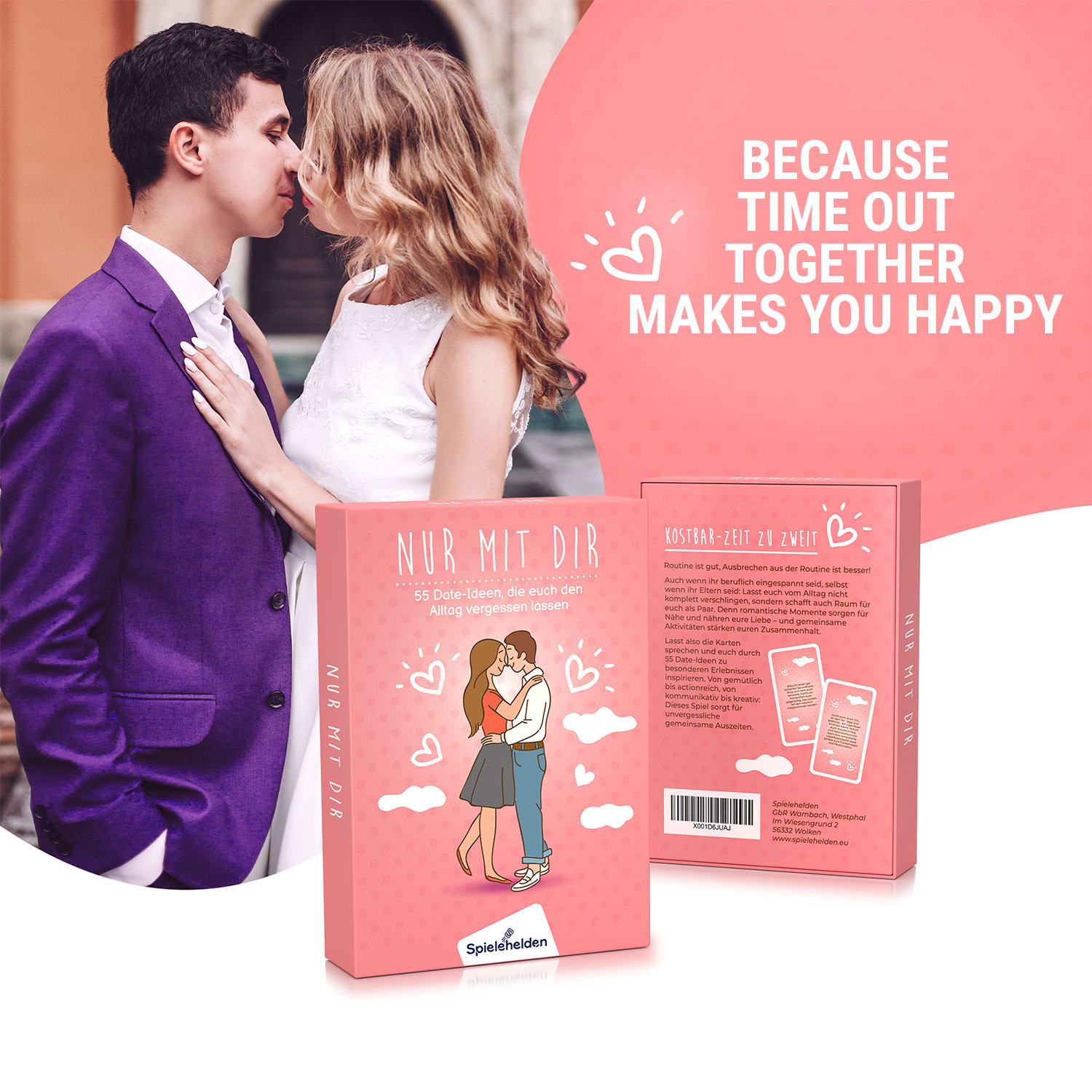 Spielehelden Nur mit dir kartová hraa pre páry 55 nápadov na milostné rande Svadobný darček – Obrázok 2