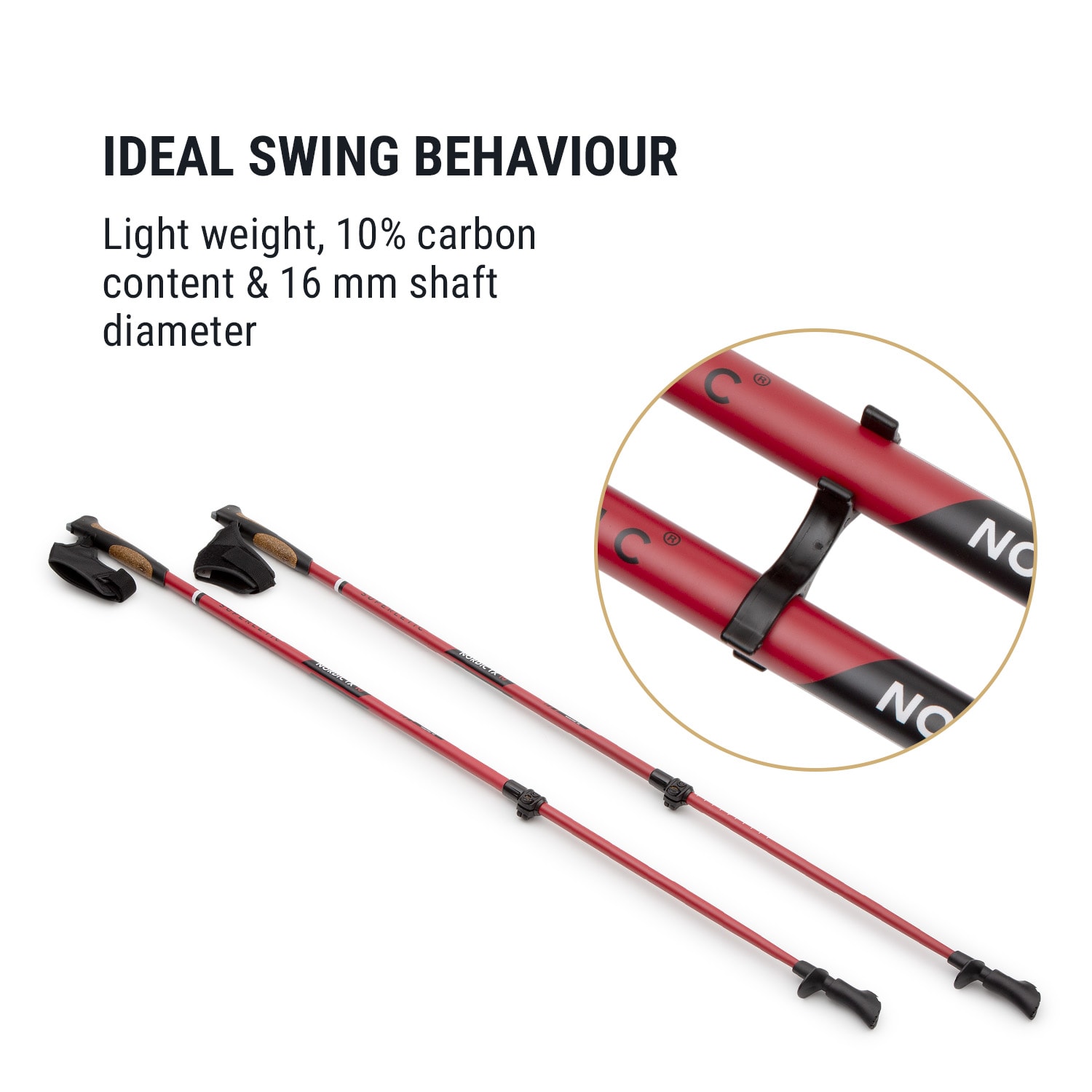 KLARFIT Bilbao TX Essential, palice na nordic walking, 10% uhlík, 100-130 cm, korkové rukoväte – Obrázok 4