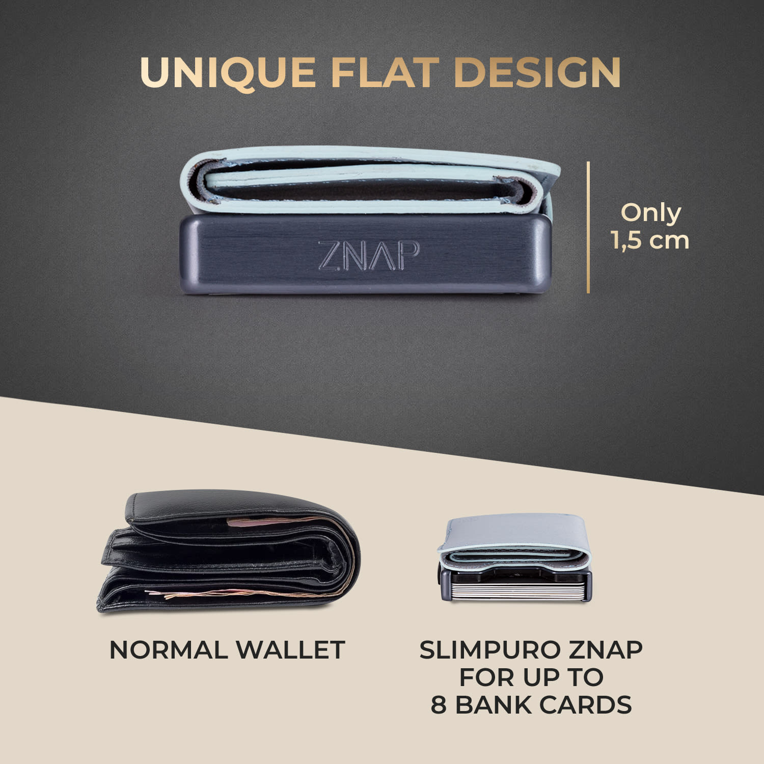 Slimpuro ZNAP Slim Wallet, 8 kariet, priehradka na mince, 8,9 x 1,5 x 6,3 cm (Š x V x H), ochrana RFID – Obrázok 5