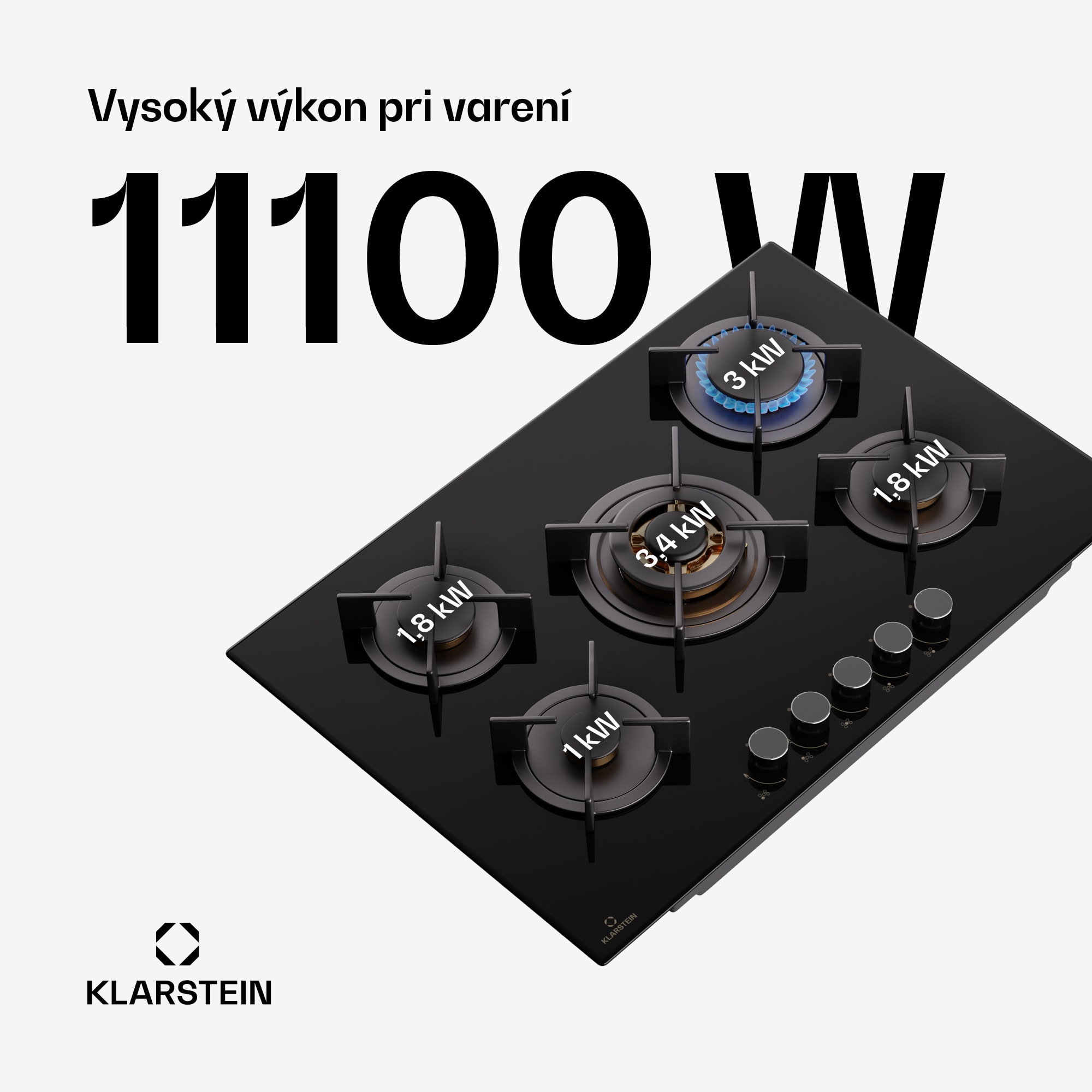 Klarstein Goldflame 5, plynová varná doska, 5 horákov – Obrázok 2