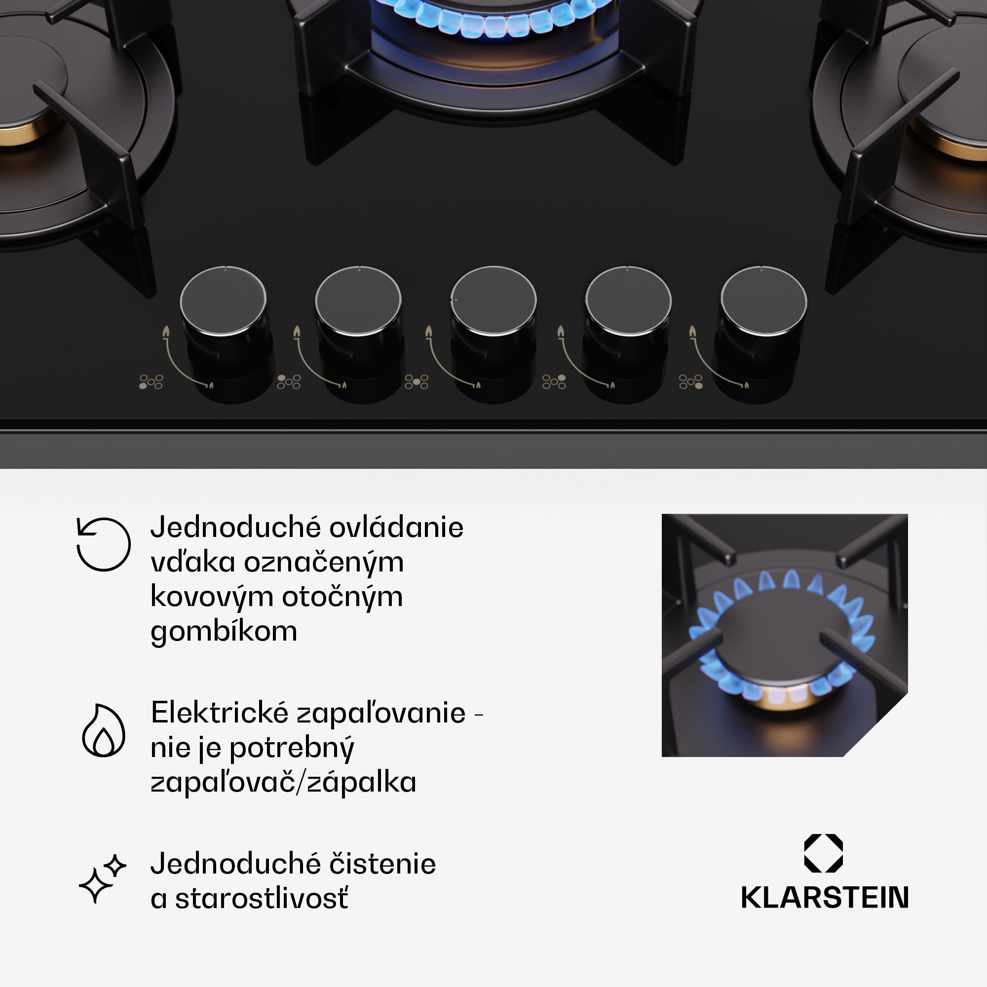 Klarstein Goldflame 5, plynová varná doska, 5 horákov – Obrázok 5