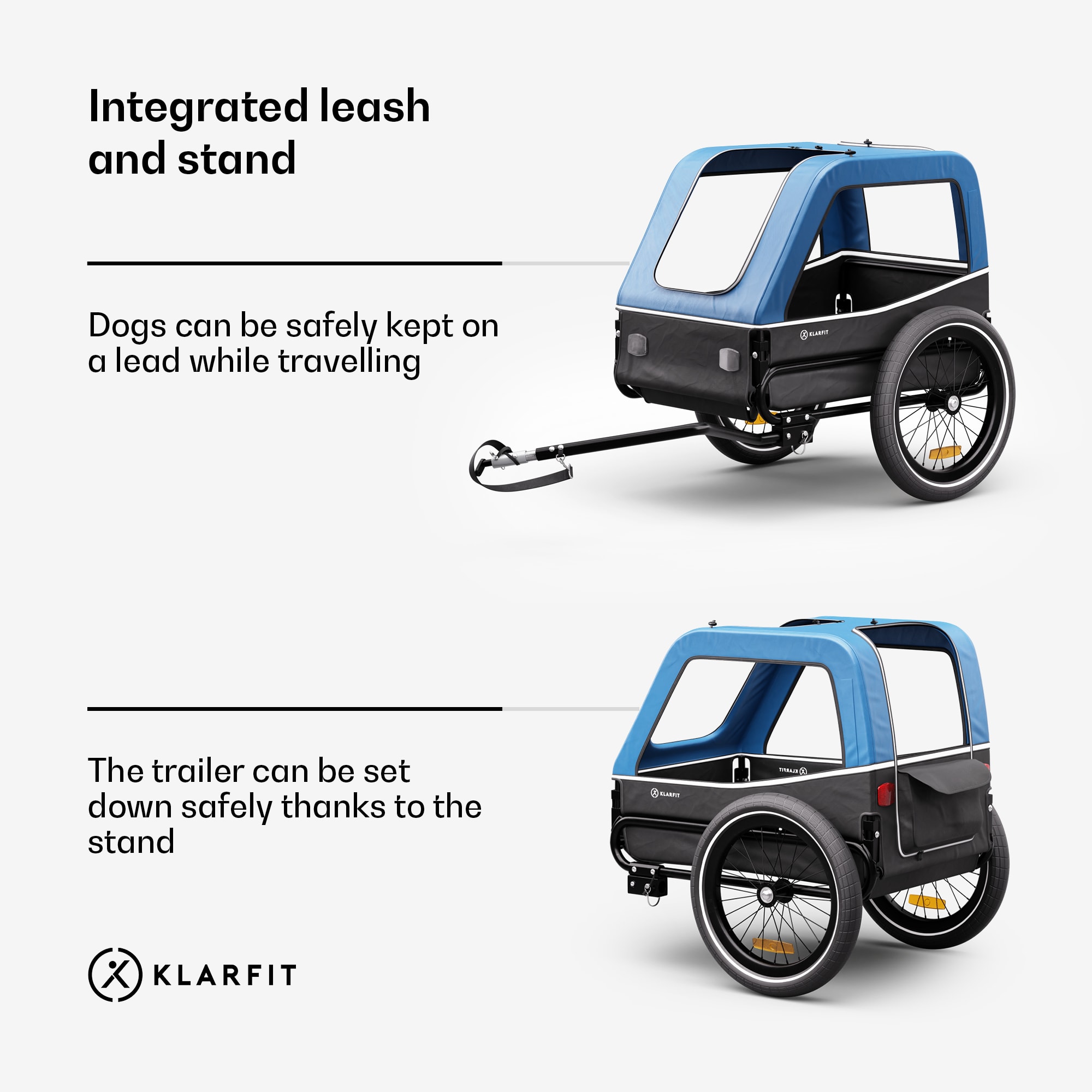 KLARFIT Goldie S, príves na bicykel pre psov, 130 l, pre malé/stredne veľké psy, polyesterová sieťovina, kryty okien – Obrázok 3