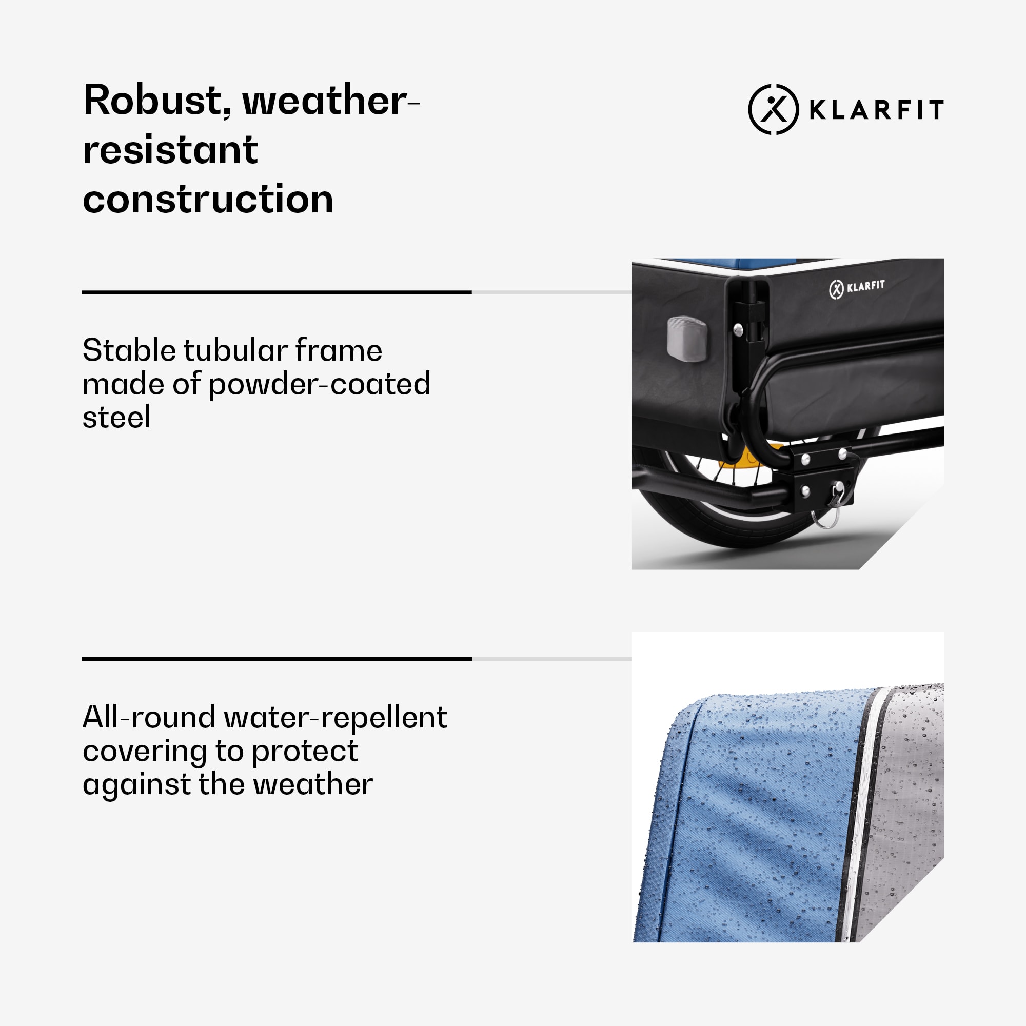 KLARFIT Goldie S, príves na bicykel pre psov, 130 l, pre malé/stredne veľké psy, polyesterová sieťovina, kryty okien – Obrázok 5