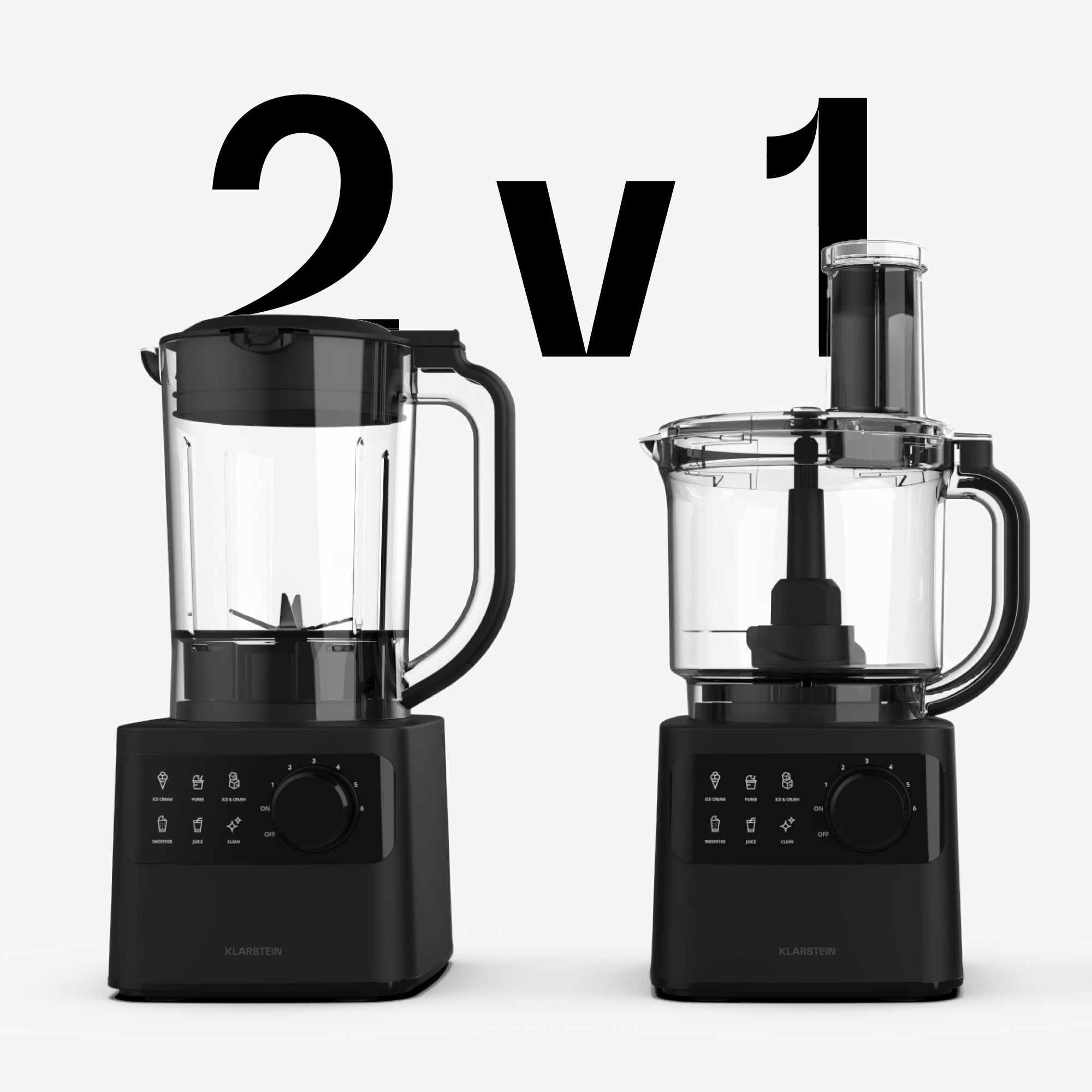 Klarstein Velaire kuchynský robot s mixérom na miesenie, šľahanie a odšťavovanie 1200 W 2 l kuchynský robot/mixér 1,75 l – Obrázok 2