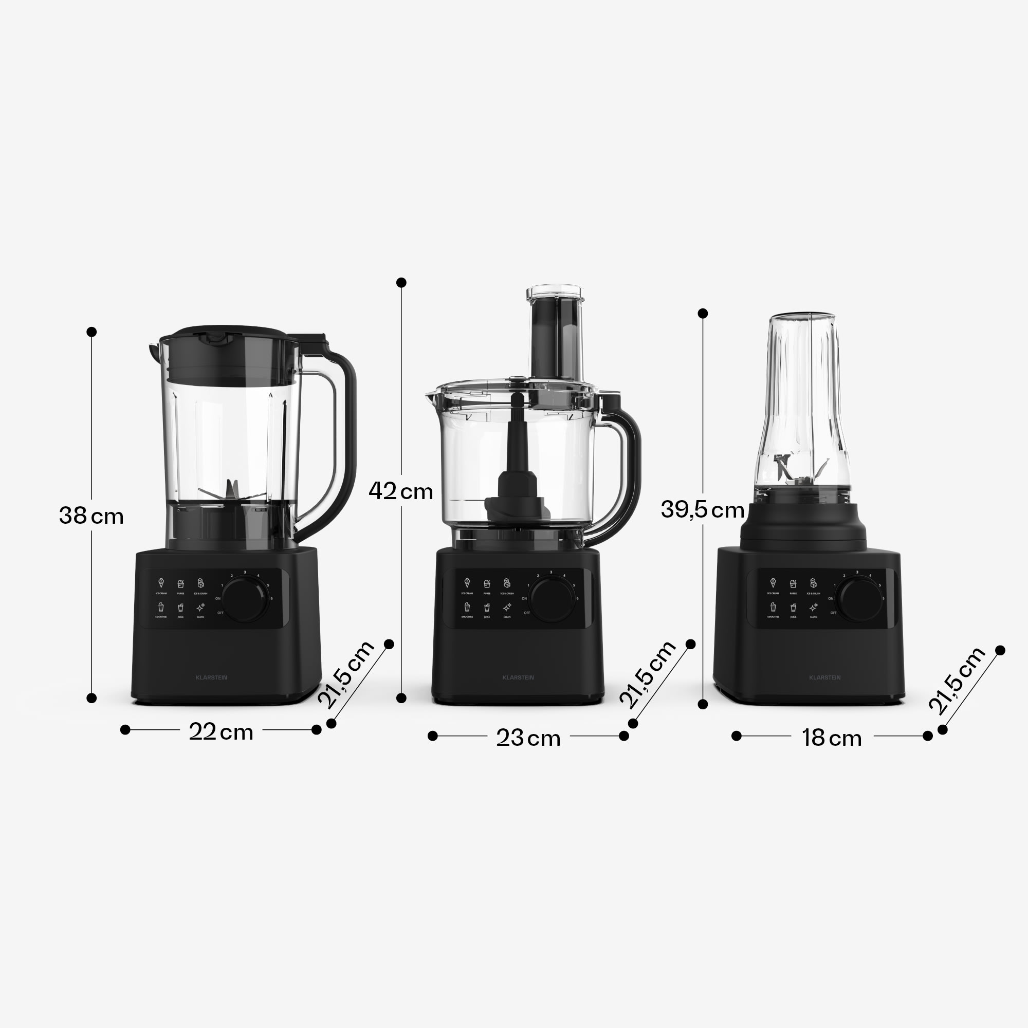 Klarstein Velaire kuchynský robot s mixérom na miesenie, šľahanie a odšťavovanie 1200 W 2 l kuchynský robot/mixér 1,75 l – Obrázok 5