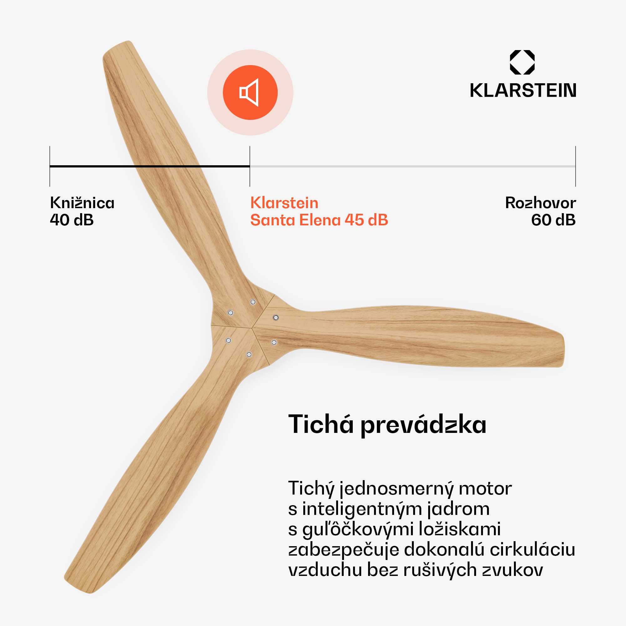 Klarstein Santa Elena stropný ventilátor | 132 cm | 35 W | 25 m² | Tichá prevádzka | Drevo – Obrázok 4