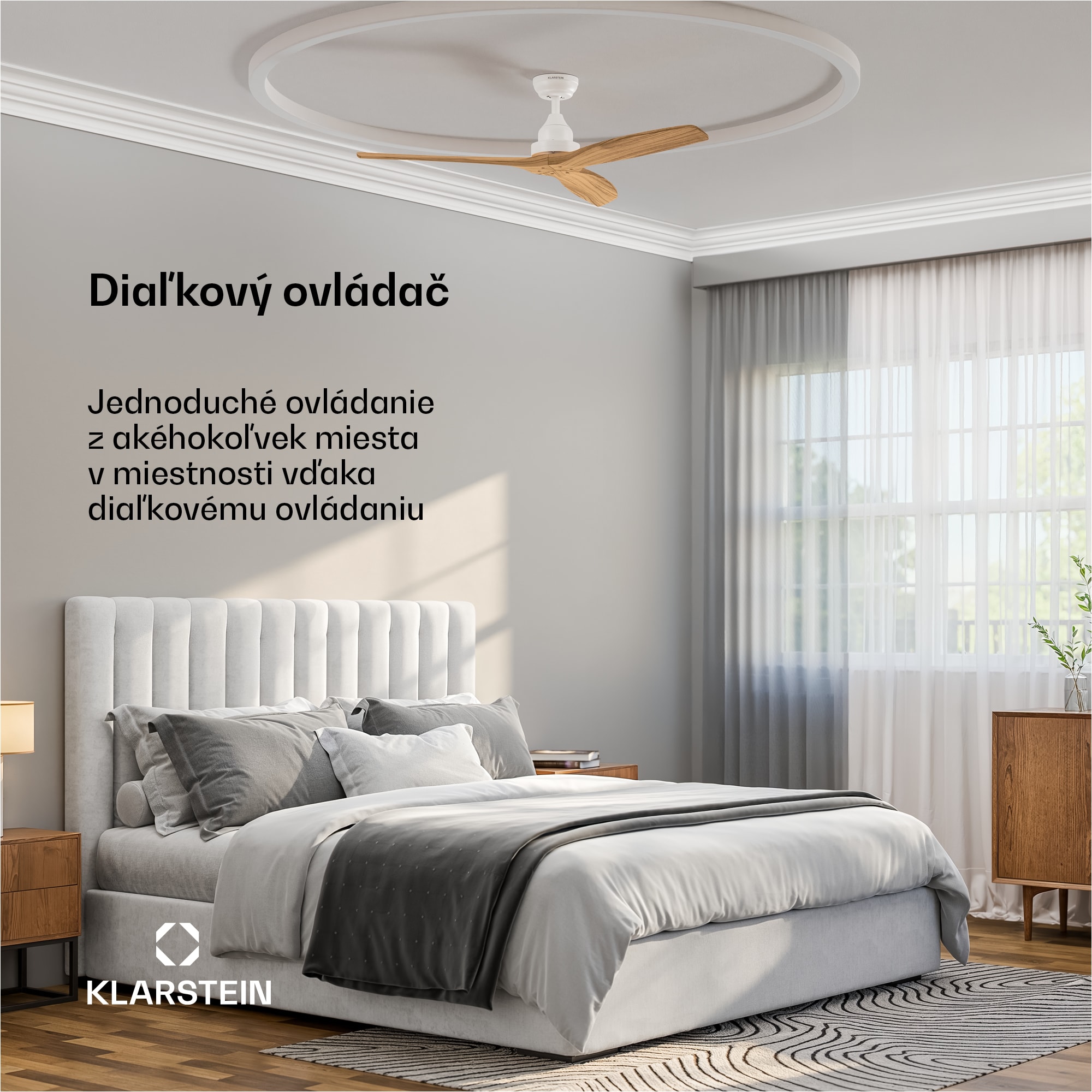 Klarstein Santa Elena stropný ventilátor | 132 cm | 35 W | 25 m² | Tichá prevádzka | Drevo – Obrázok 5