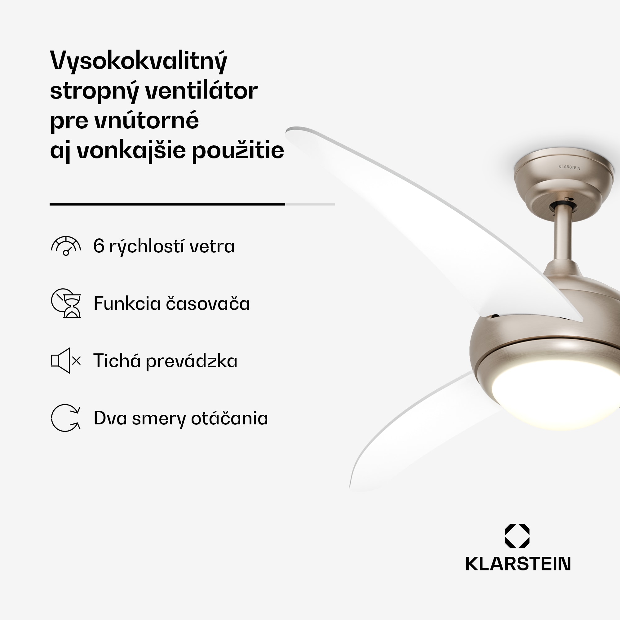Klarstein El Paso stropný ventilátor so svetlom | 132 cm | 35 W | Tichá prevádzka | Drevo – Obrázok 2
