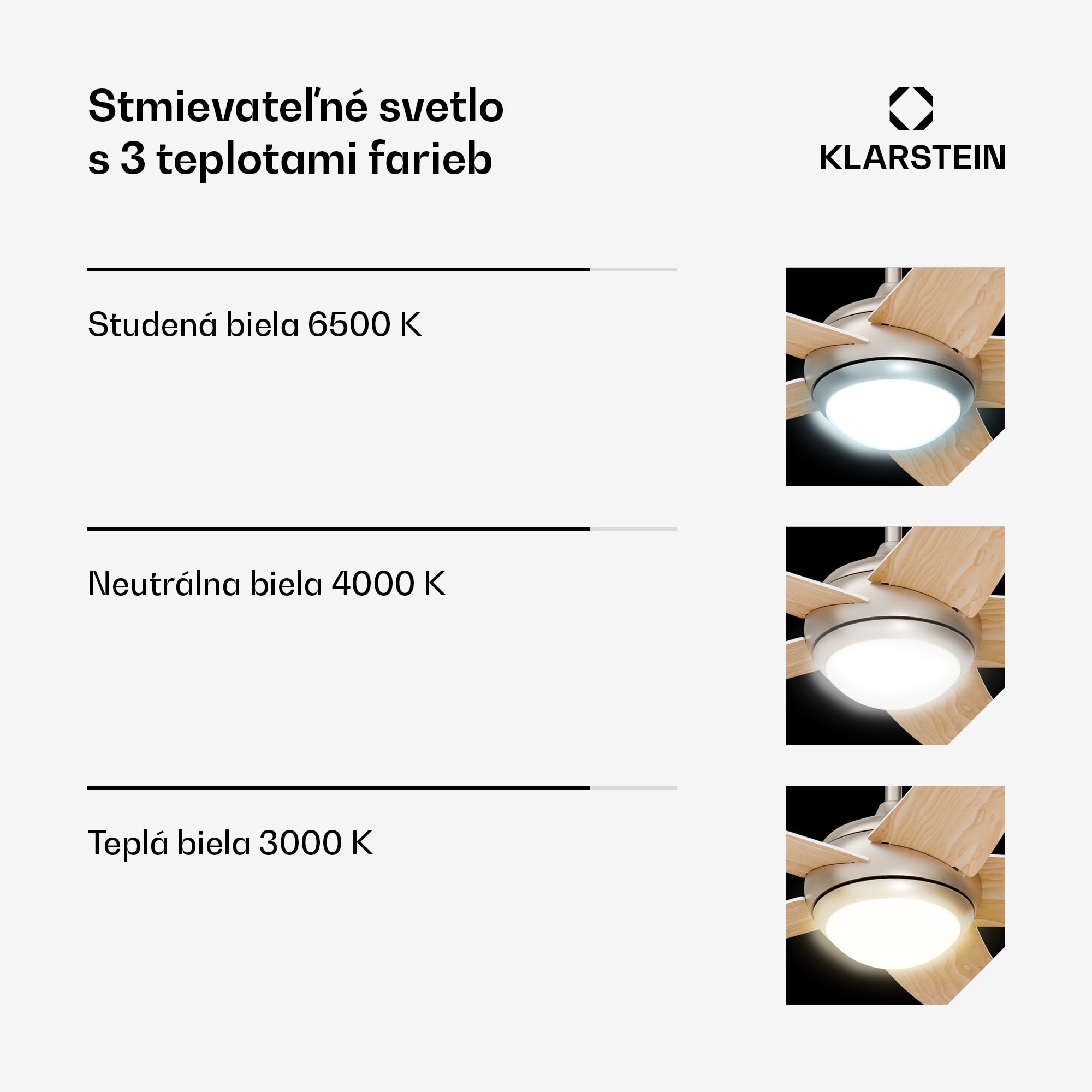Klarstein Bolero stropný ventilátor so svetlom | 132 cm | 35 W | Tichá prevádzka | Drevo – Obrázok 3