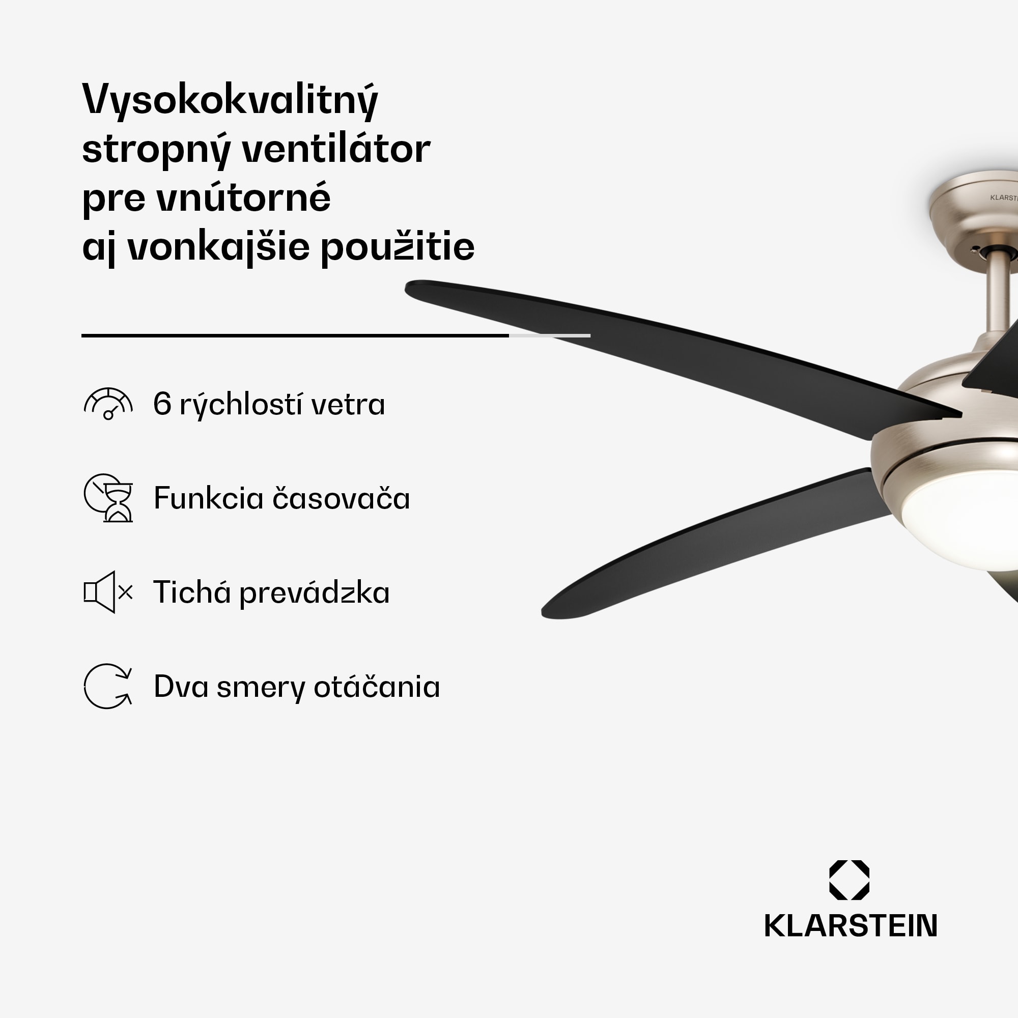 Klarstein Bolero stropný ventilátor so svetlom | 132 cm | 35 W | Tichá prevádzka | Drevo – Obrázok 2