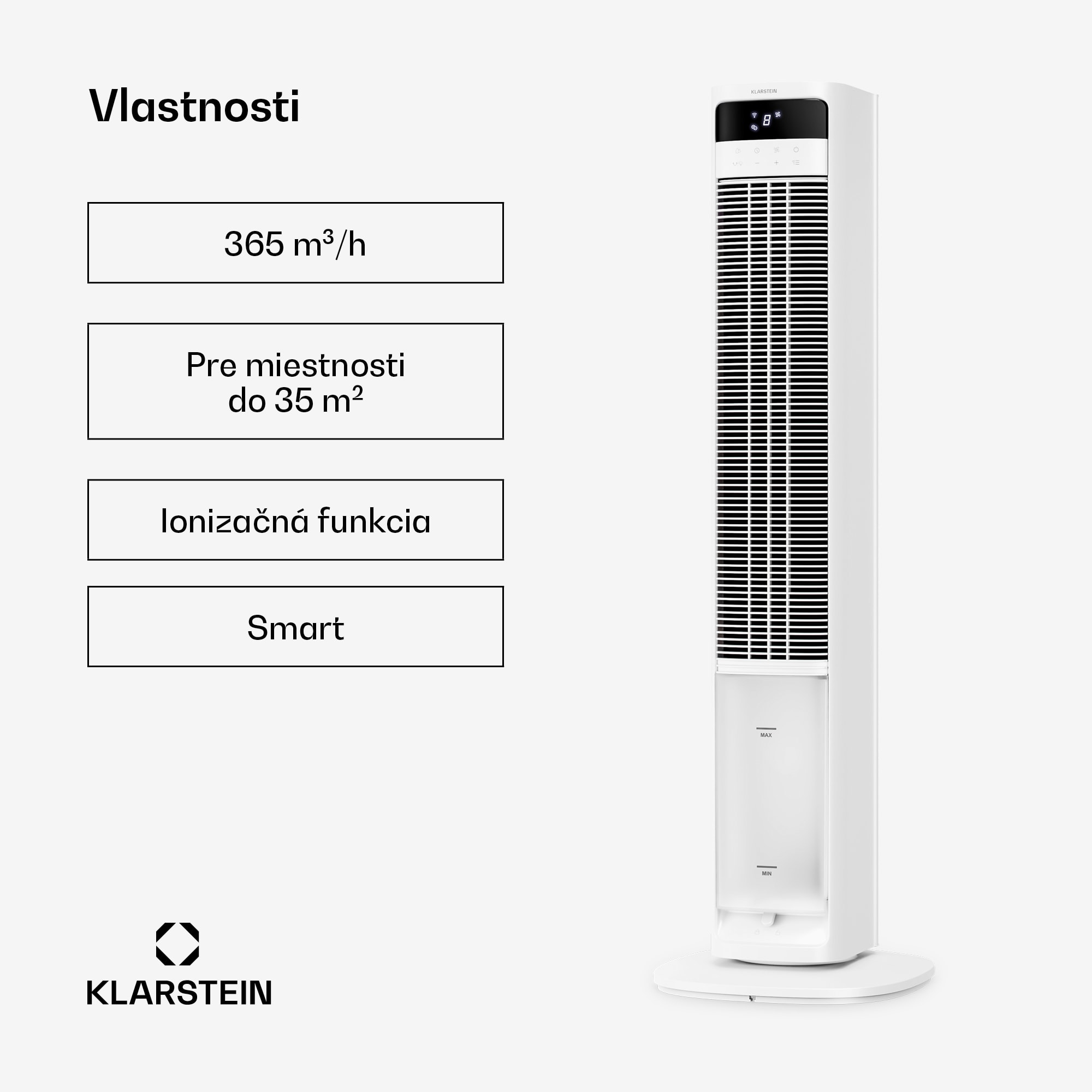 Klarstein Mistral inteligentný ochladzovač vzduchu s vodným chladením | 365 m³/h | 4 l | 35 m² | 3 režimy | 36 W – Obrázok 2