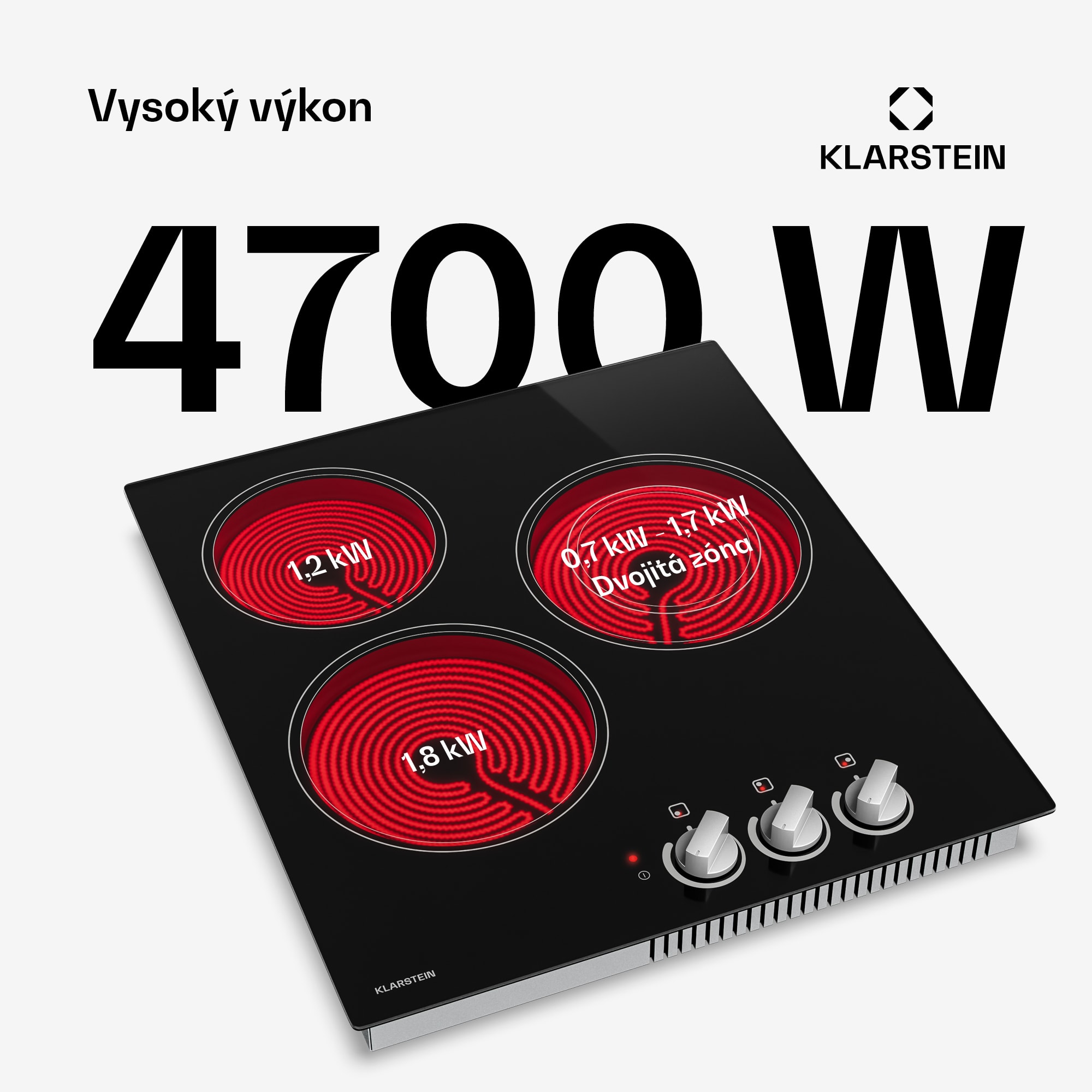 Klarstein EasyCook sklokeramická varná doska | 3 varné zóny | 4700 W | 11 úrovní výkonu | 45 cm – Obrázok 3