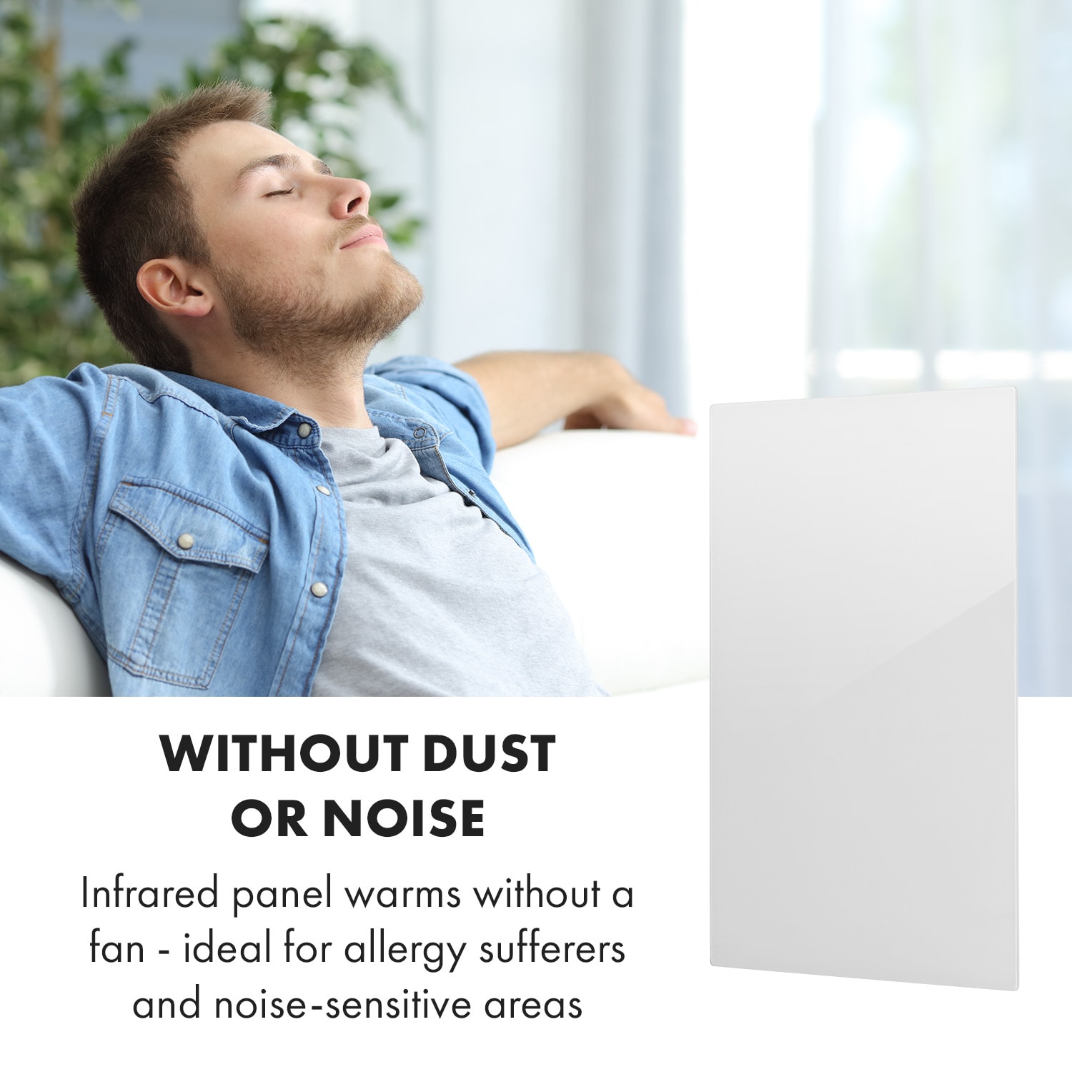 Klarstein Crystal Wall, infračervený ohrievač, 100 x 60 cm, 600 W, týždenný časovač, IP20, biely – Obrázok 5