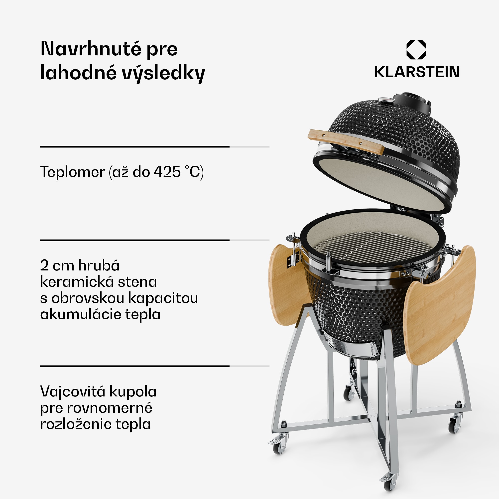 Klarstein Kingsize, kamado gril, keramický, 21", údenie, pomalé pečenie, nehrdzavejúca oceľ – Obrázok 3
