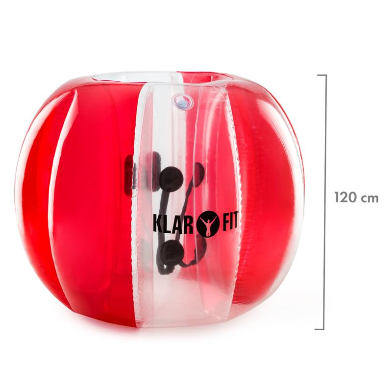 KLARFIT Bubball AR Bubble Ball pre dospelých 120x150cm EN71P PVC červená – Obrázok 4