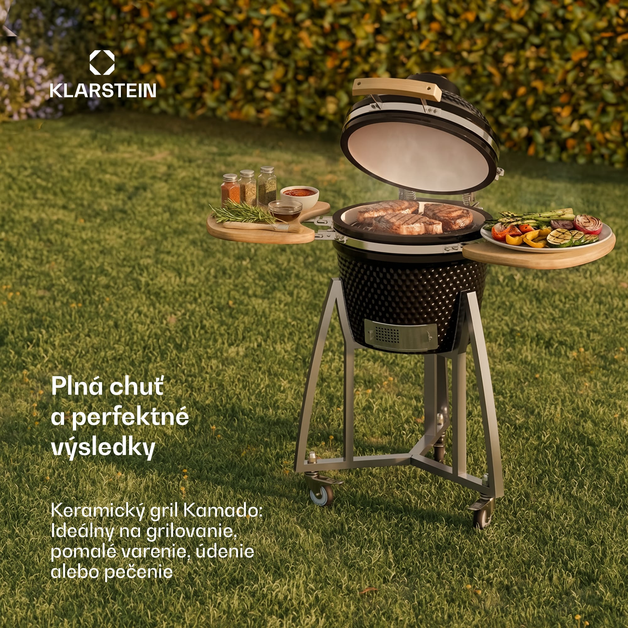 Klarstein Queensize, kamado gril, teplomer, odnímateľné bočné diely, čierny – Obrázok 2