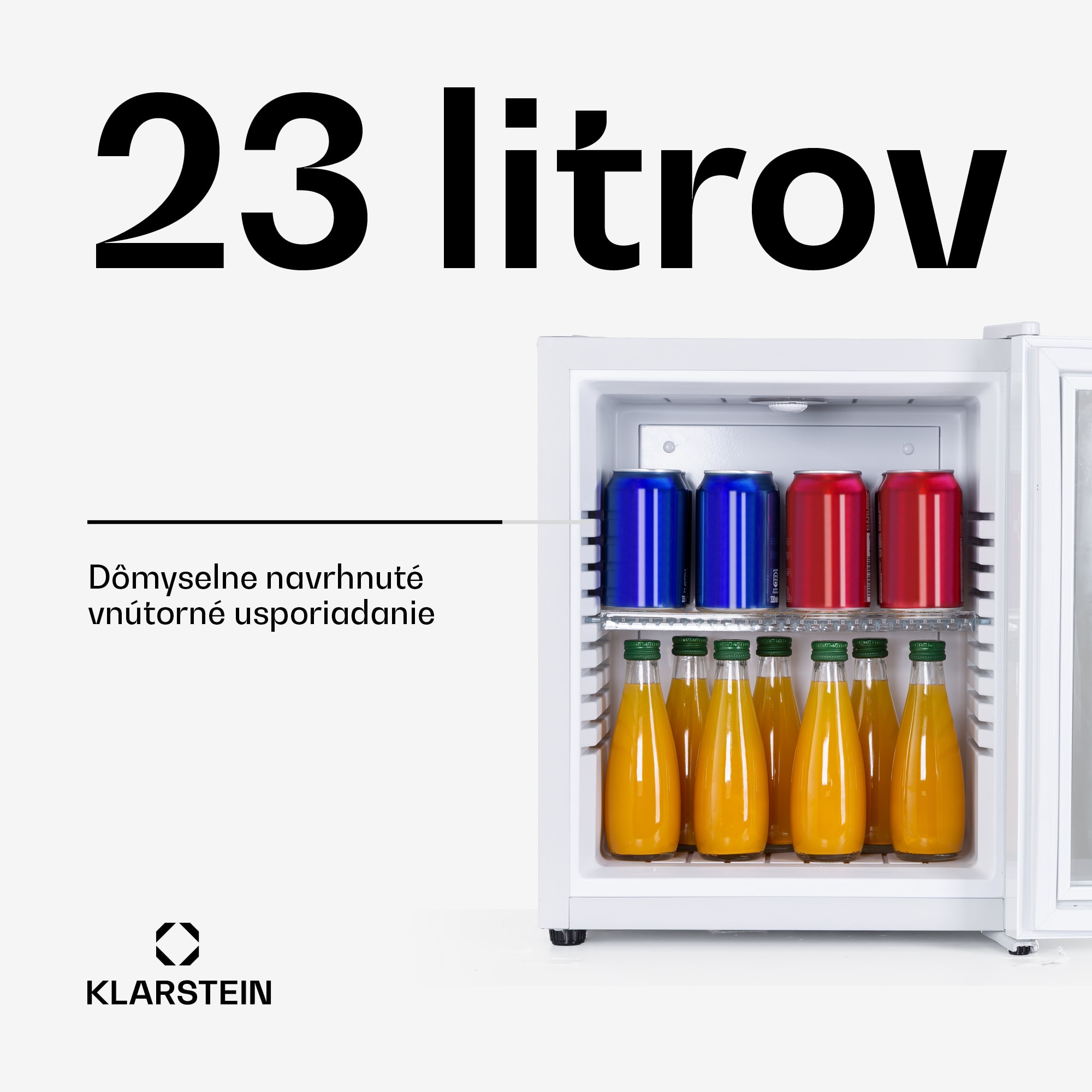 Klarstein Brooklyn 24, mini chladnička, sklenené dvierka, LED osvetlenie, police – Obrázok 2