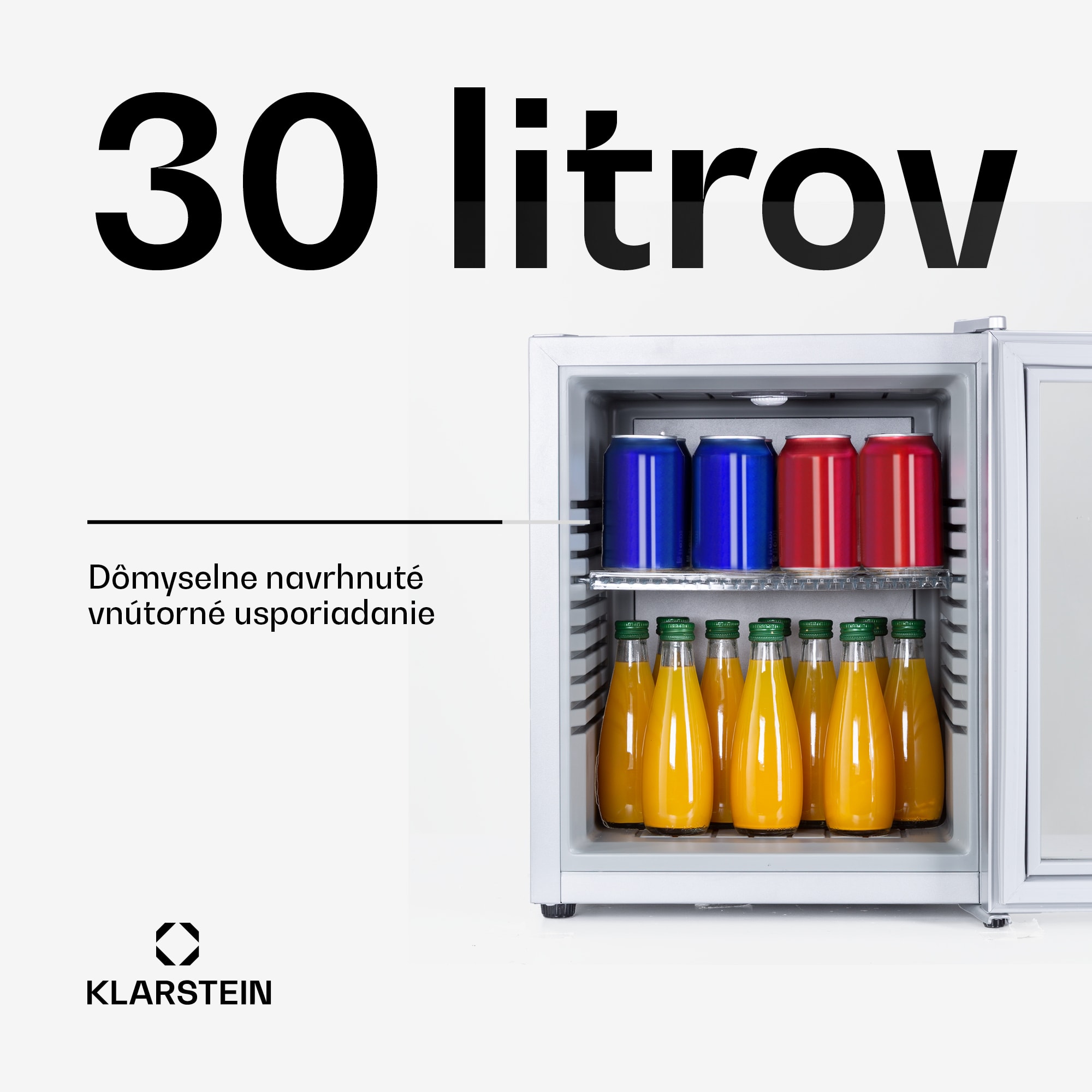 Klarstein Brooklyn 32, mini chladnička, sklenené dvere, LED osvetlenie, police – Obrázok 2
