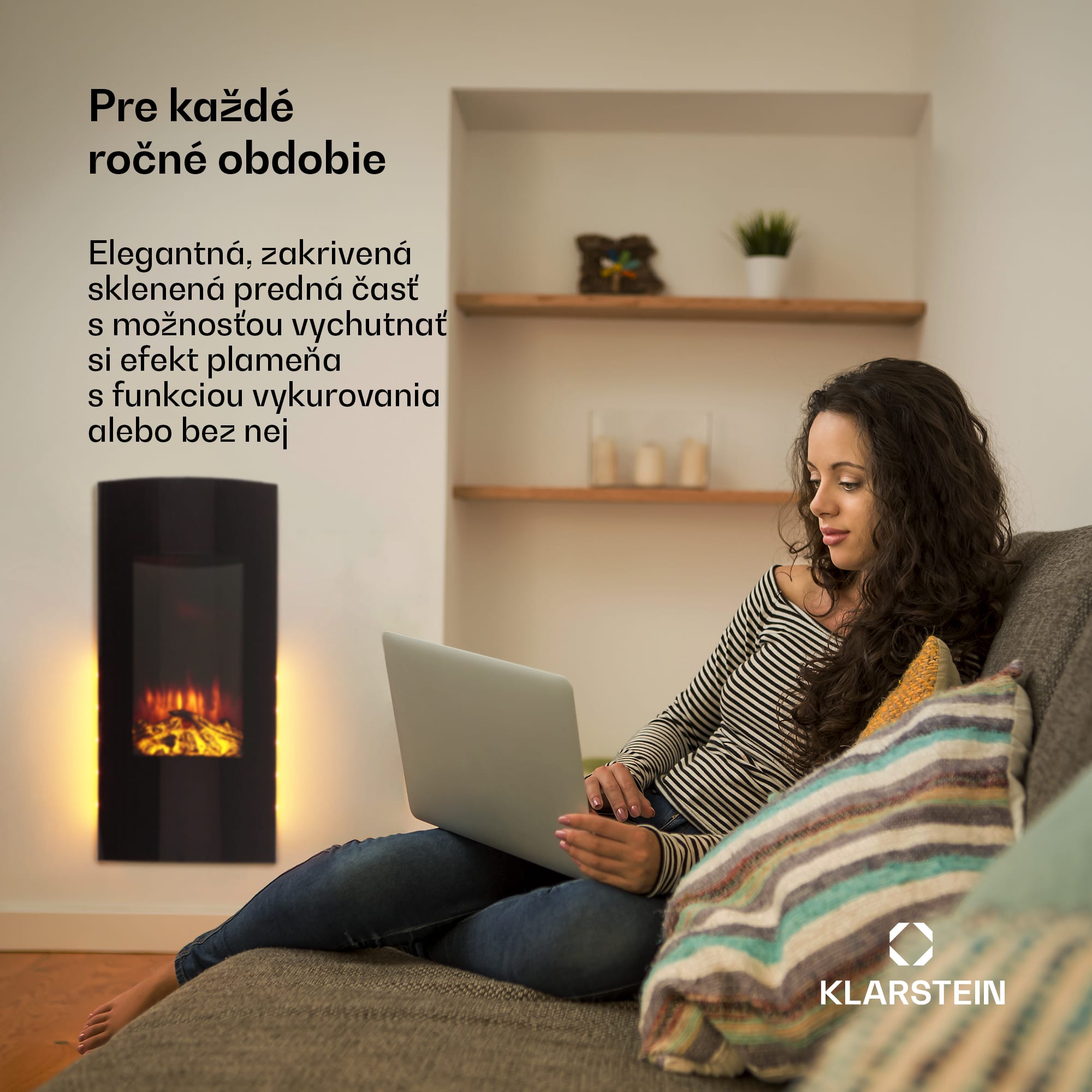 Klarstein Lamington, elektrický krb, 2000 W, LED plameň, teplovzdušný ohrievač, časovač, osvetlenie – Obrázok 3
