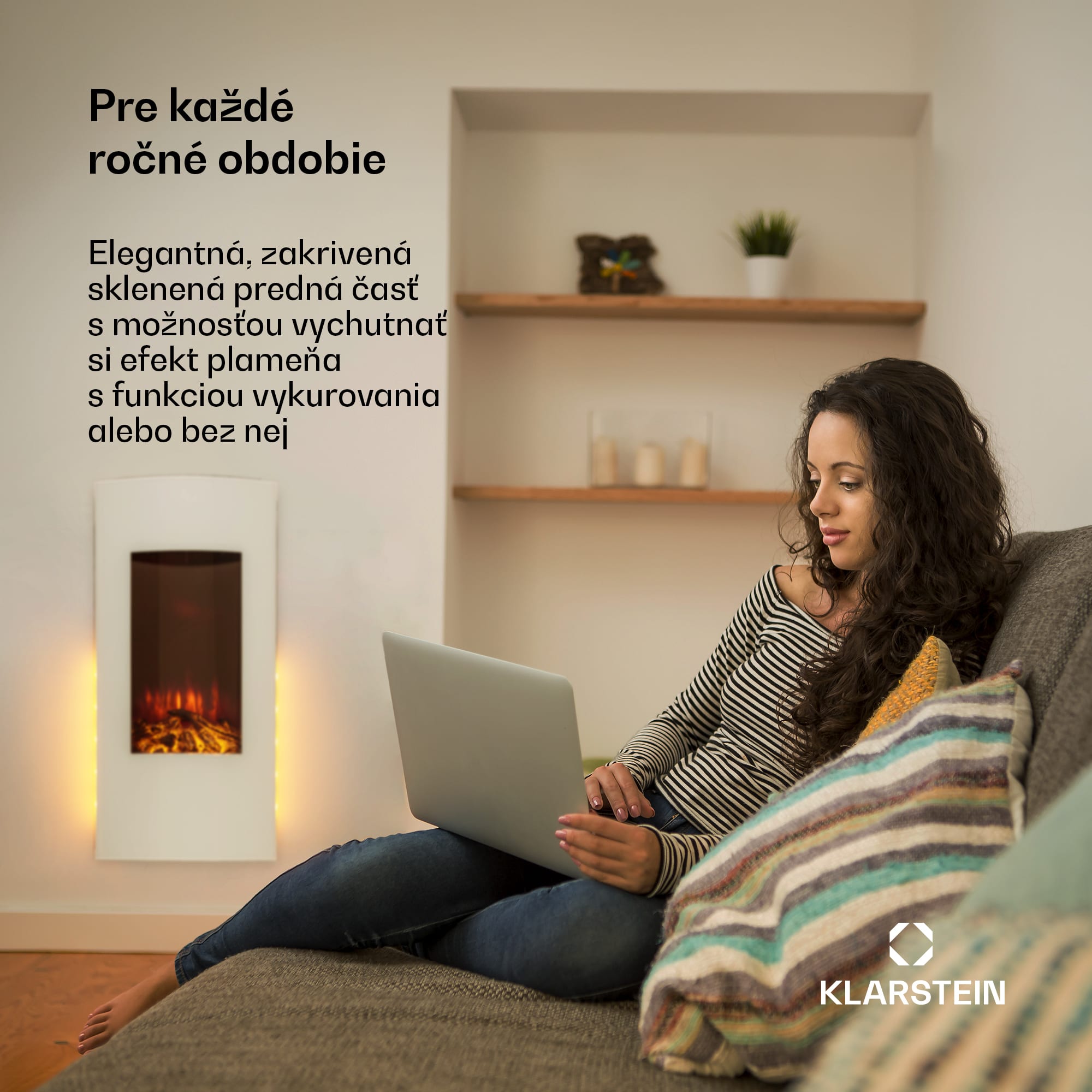 Klarstein Lamington, elektrický krb, 2000 W, LED plameň, teplovzdušný ohrievač, časovač, osvetlenie – Obrázok 3
