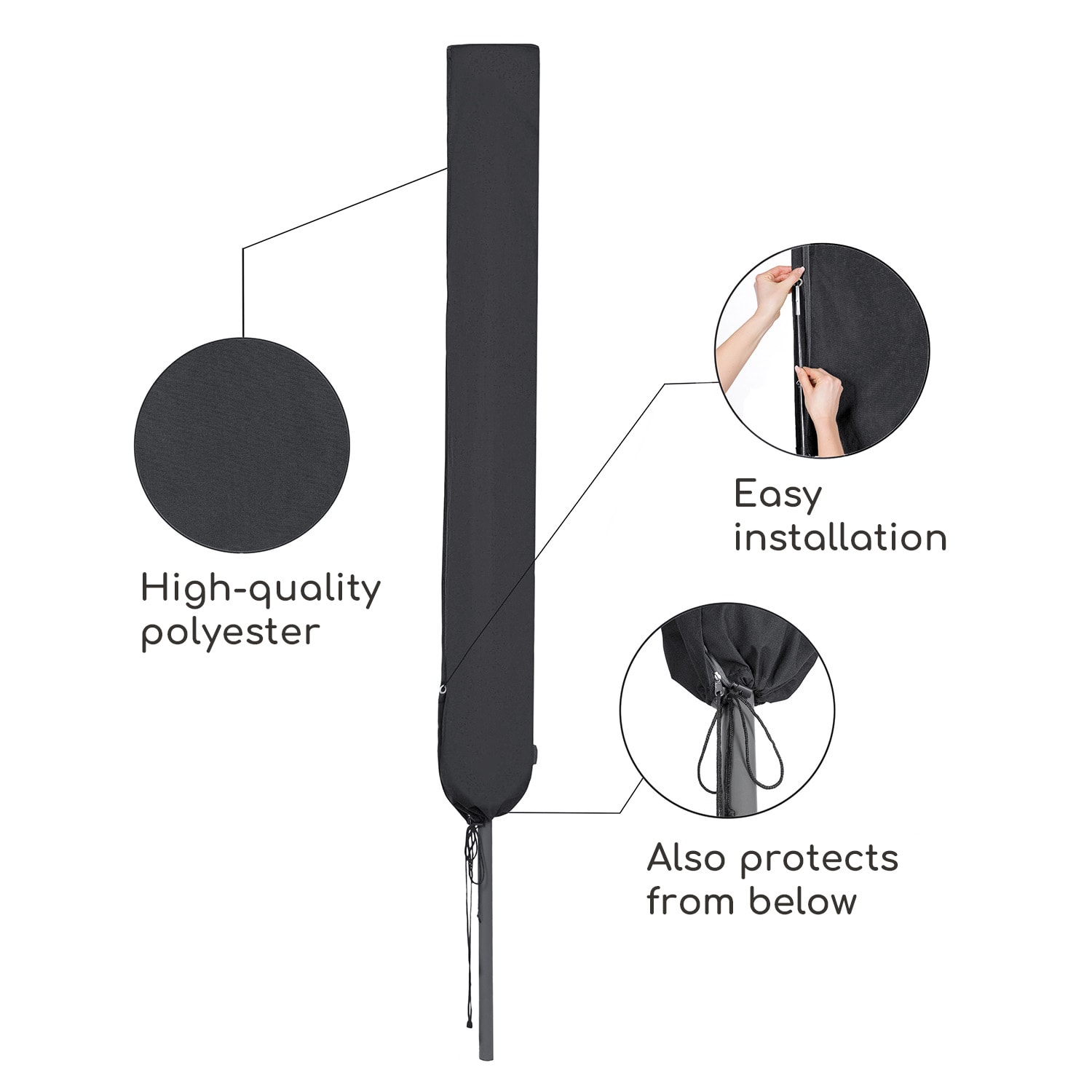 Blumfeldt Shield Premium, ochranný kryt na slnečníky, Ø do 300 cm, UV odolný – Obrázok 3