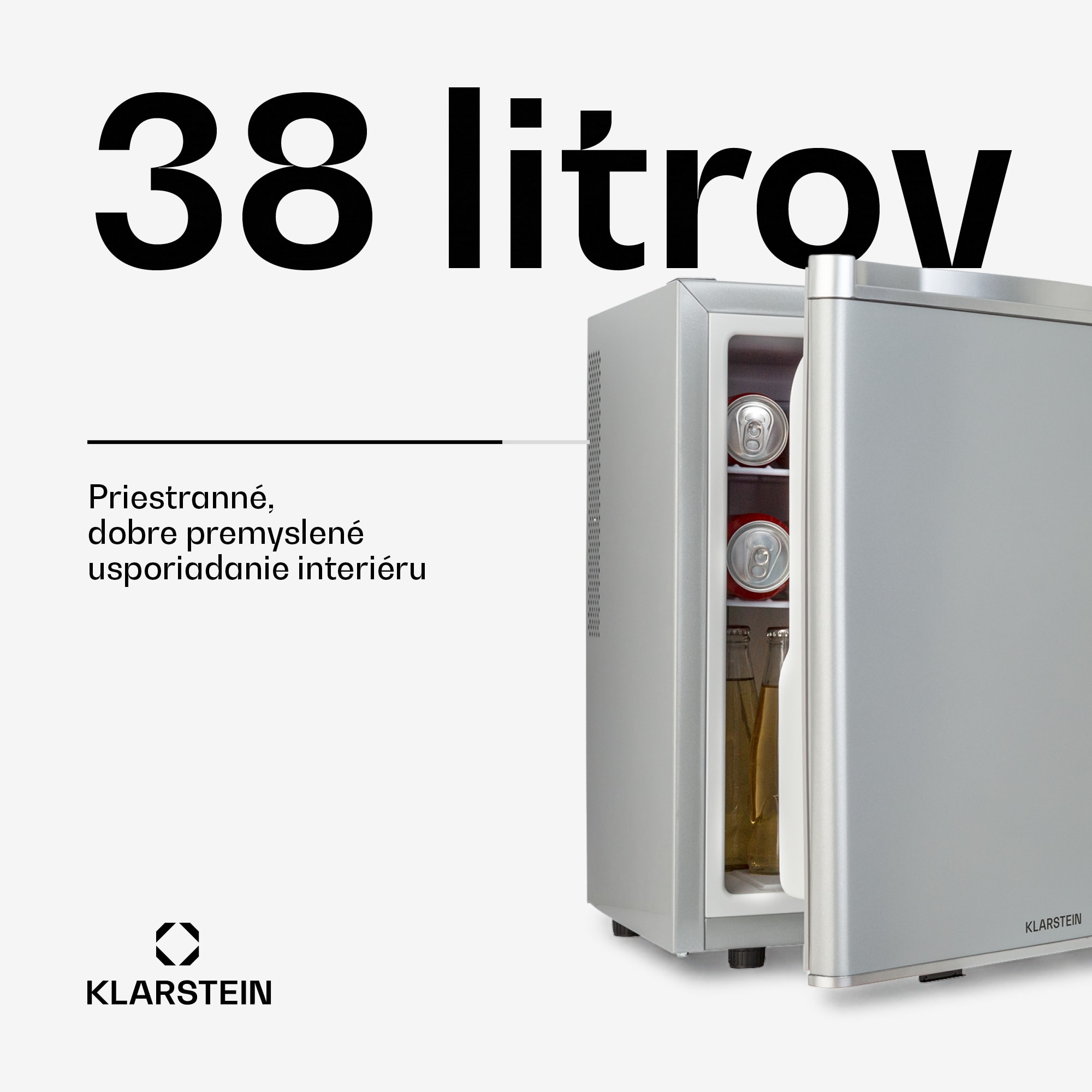 Klarstein Happy Hour 38, mini chladnička, minibar, chladnička na nápoje, 38 l, 26 dB – Obrázok 2