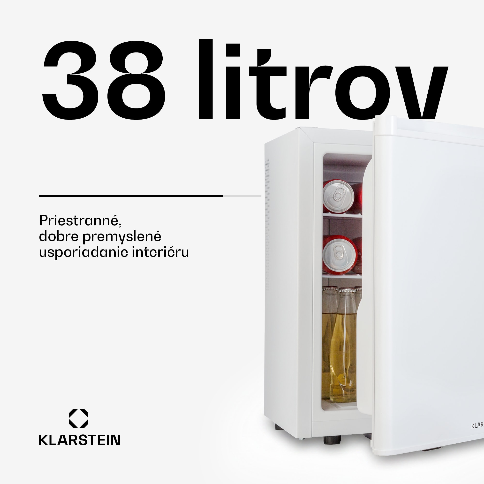 Klarstein Happy Hour 38, mini chladnička, minibar, chladnička na nápoje, 38 l, 26 dB – Obrázok 2