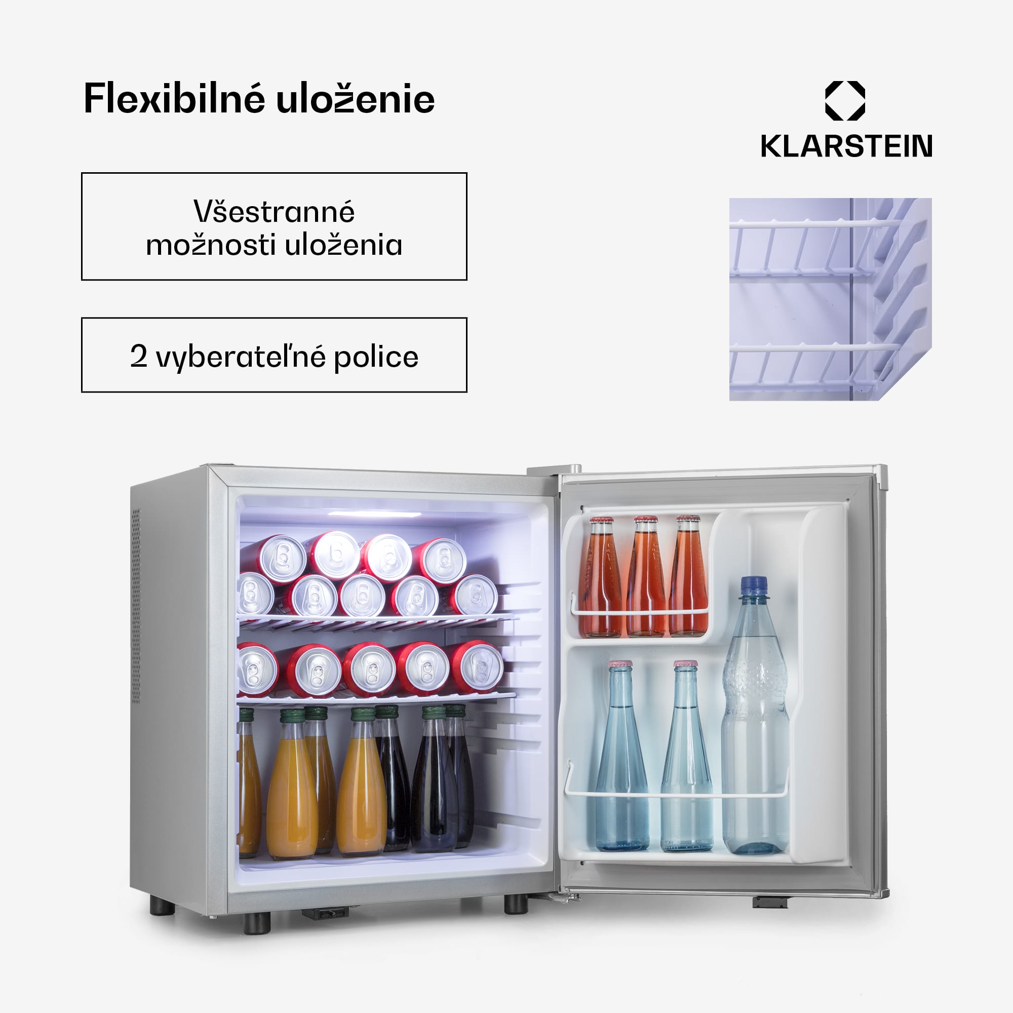 Klarstein Happy Hour 45, mini chladnička, minibar, chladnička na nápoje, 45 l, 26 dB – Obrázok 5