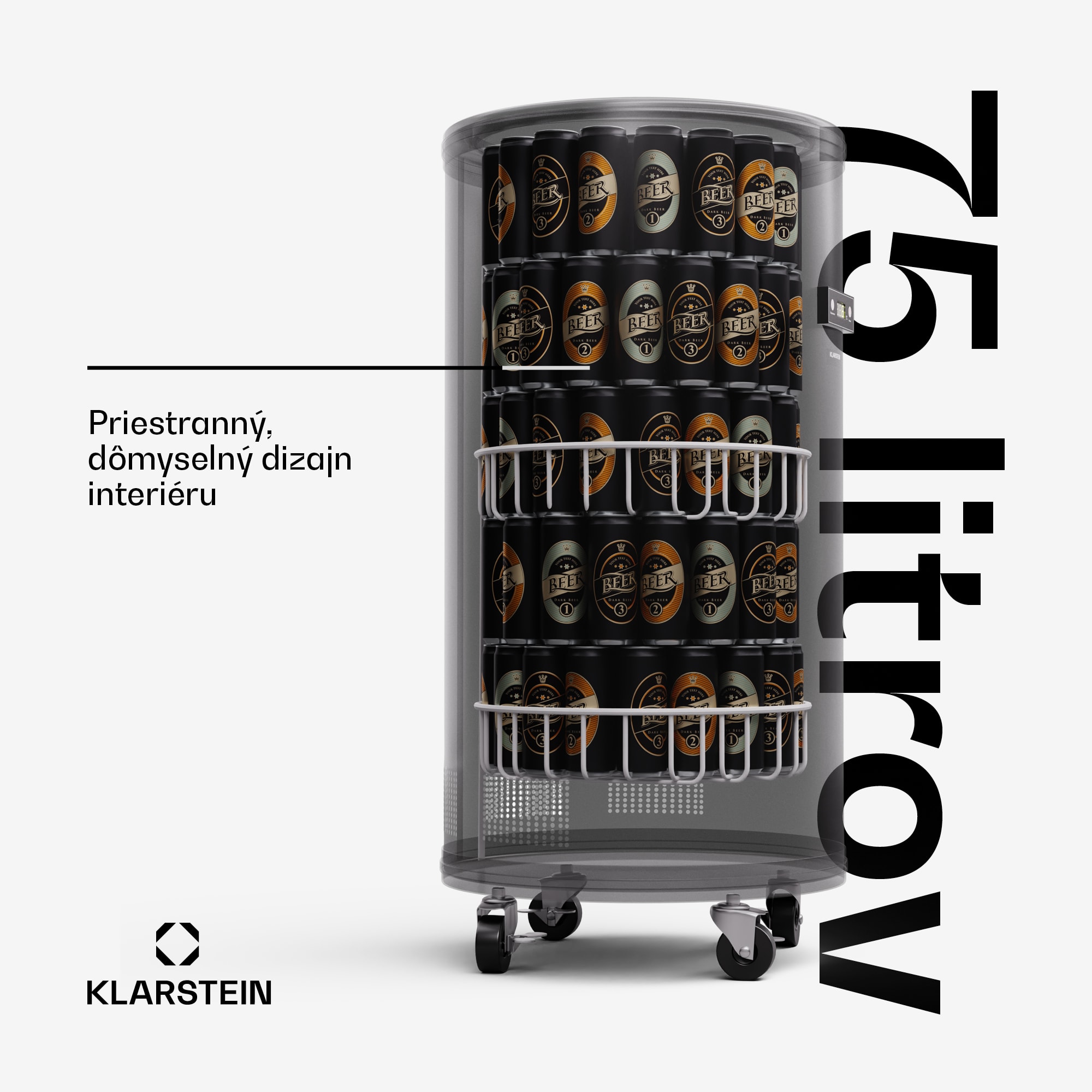 Klarstein Mr. Barbot 75, chladnička na nápoje, barová chladnička, 75 litrov, 0-16 °C, mobilná – Obrázok 2