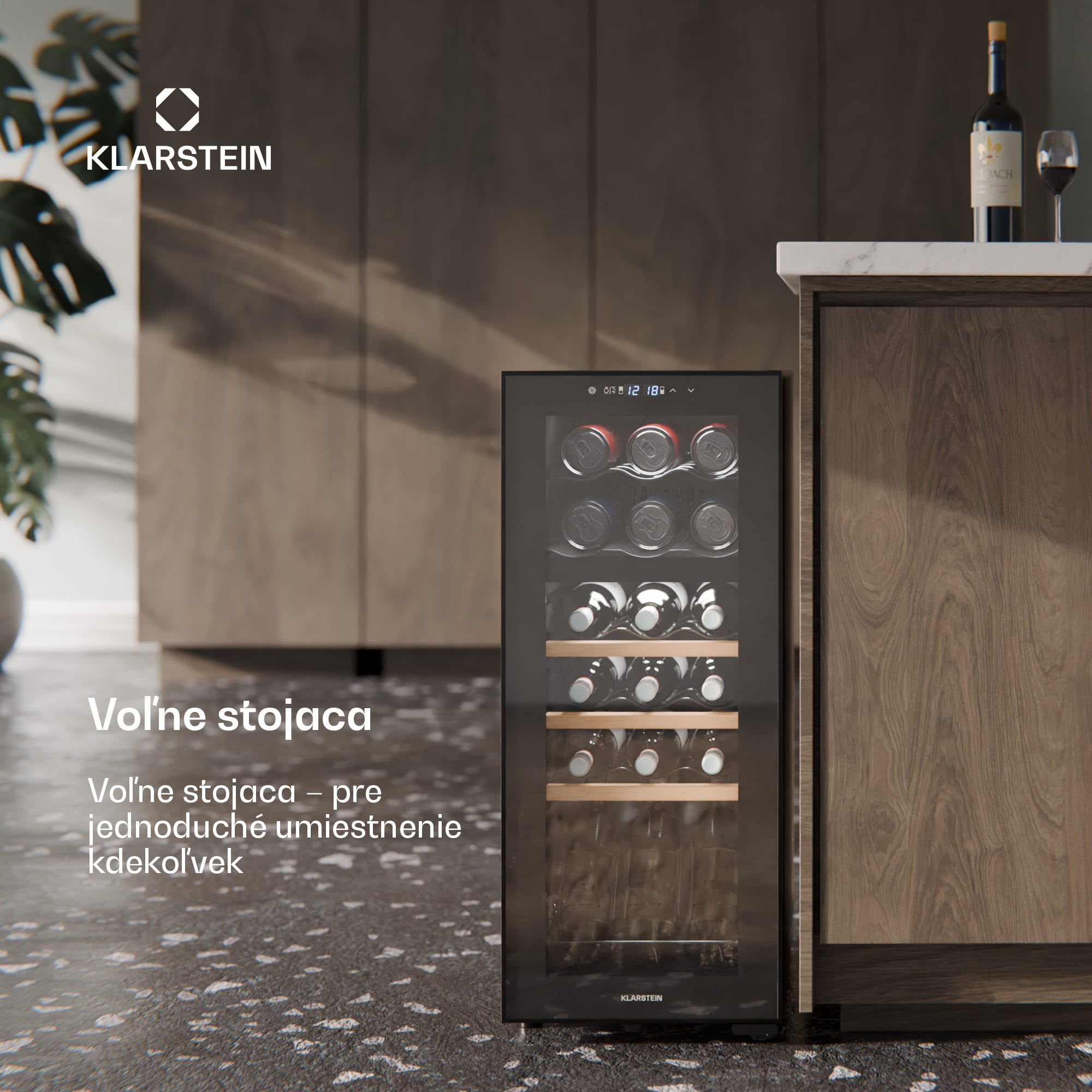 Klarstein Bovella 18 Duo+, dvojzónová vinotéka, 50 l, 18 fliaš, sklenené dvierka – Obrázok 3
