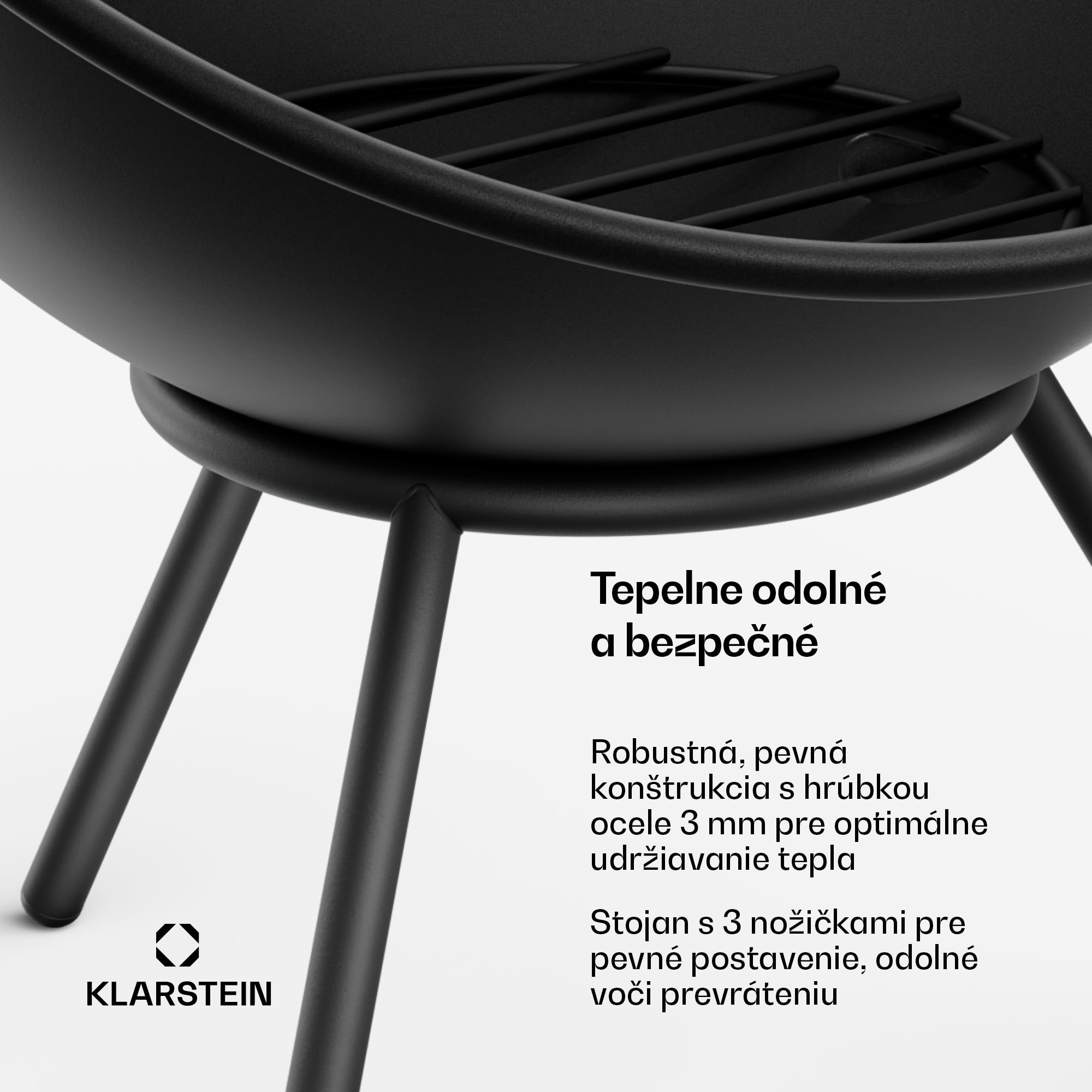 Klarstein Fireball nízke ohnisko | Ochrana proti iskrám | Odolné voči korózii | Robustné | 43 cm | Čierne – Obrázok 4