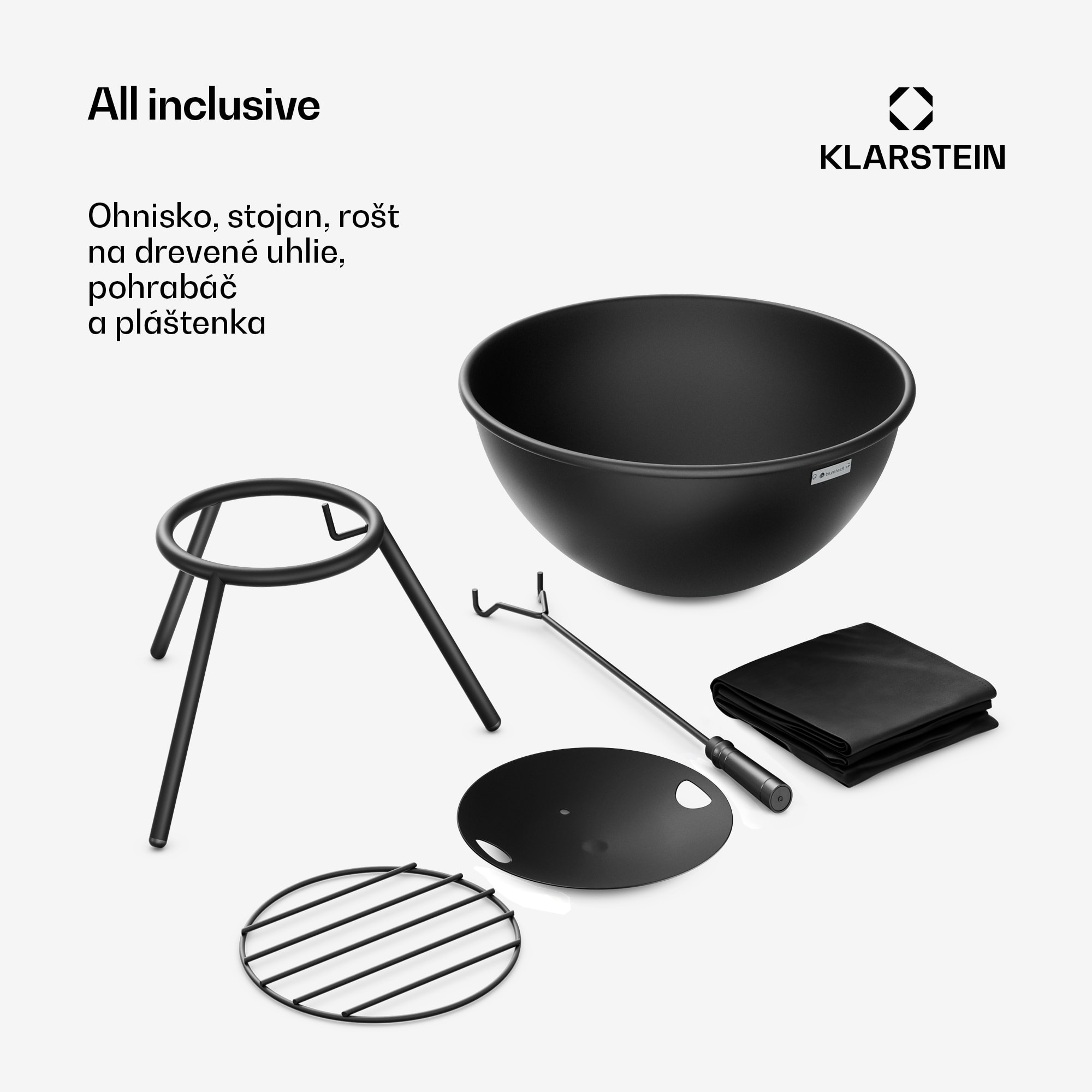 Klarstein Fireball nízke ohnisko | Ochrana proti iskrám | Odolné voči korózii | Robustné | 43 cm | Čierne – Obrázok 5