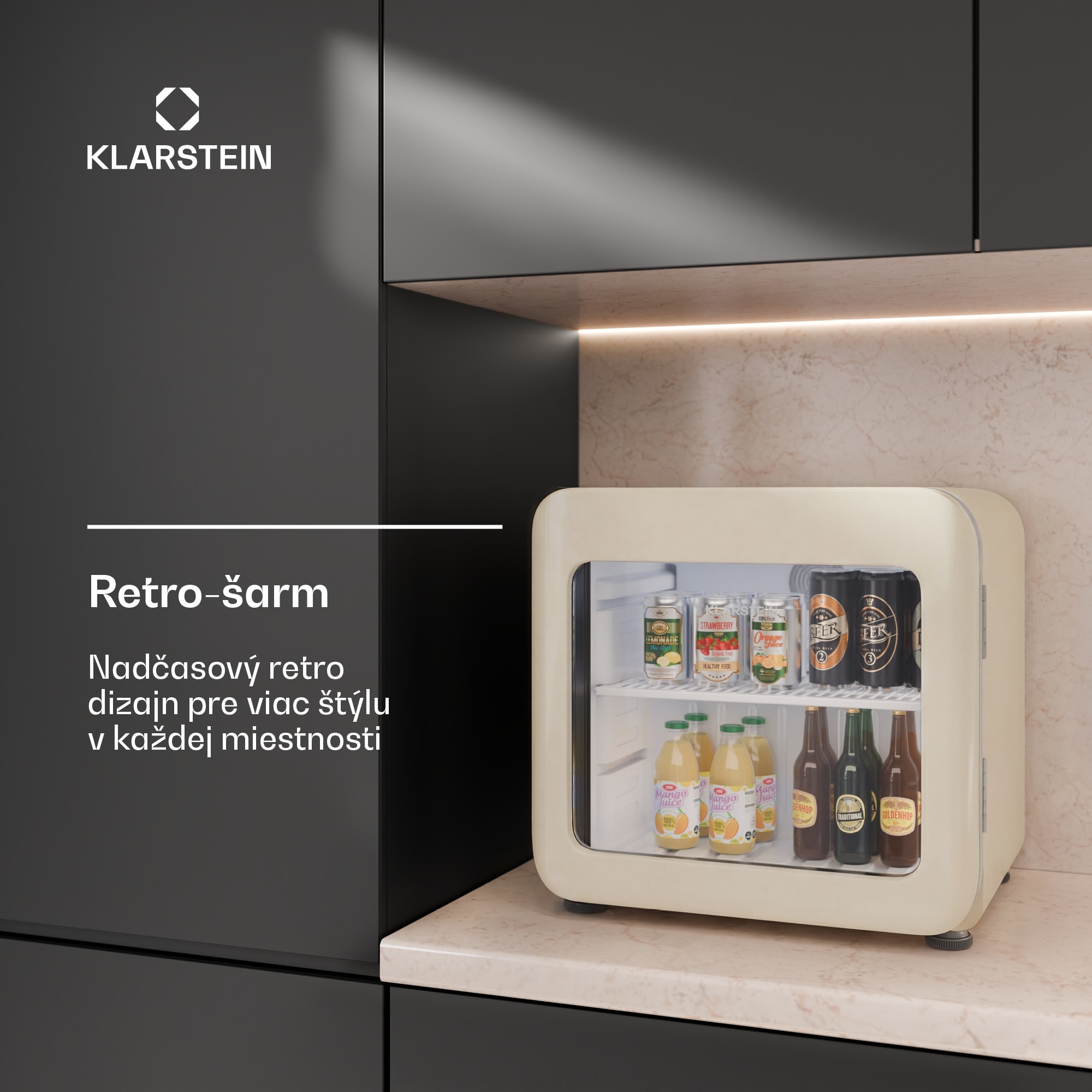 Klarstein Audrey Evo chladič nápojov | 39 x 38 cm | LED vnútorné osvetlenie | 75 W | 42 dB – Obrázok 3