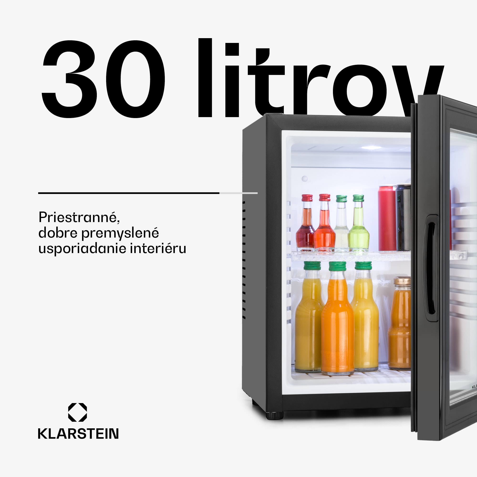 Klarstein Brooklyn, minibar, 30 l, energet. trieda F, čierna, sklo – Obrázok 2