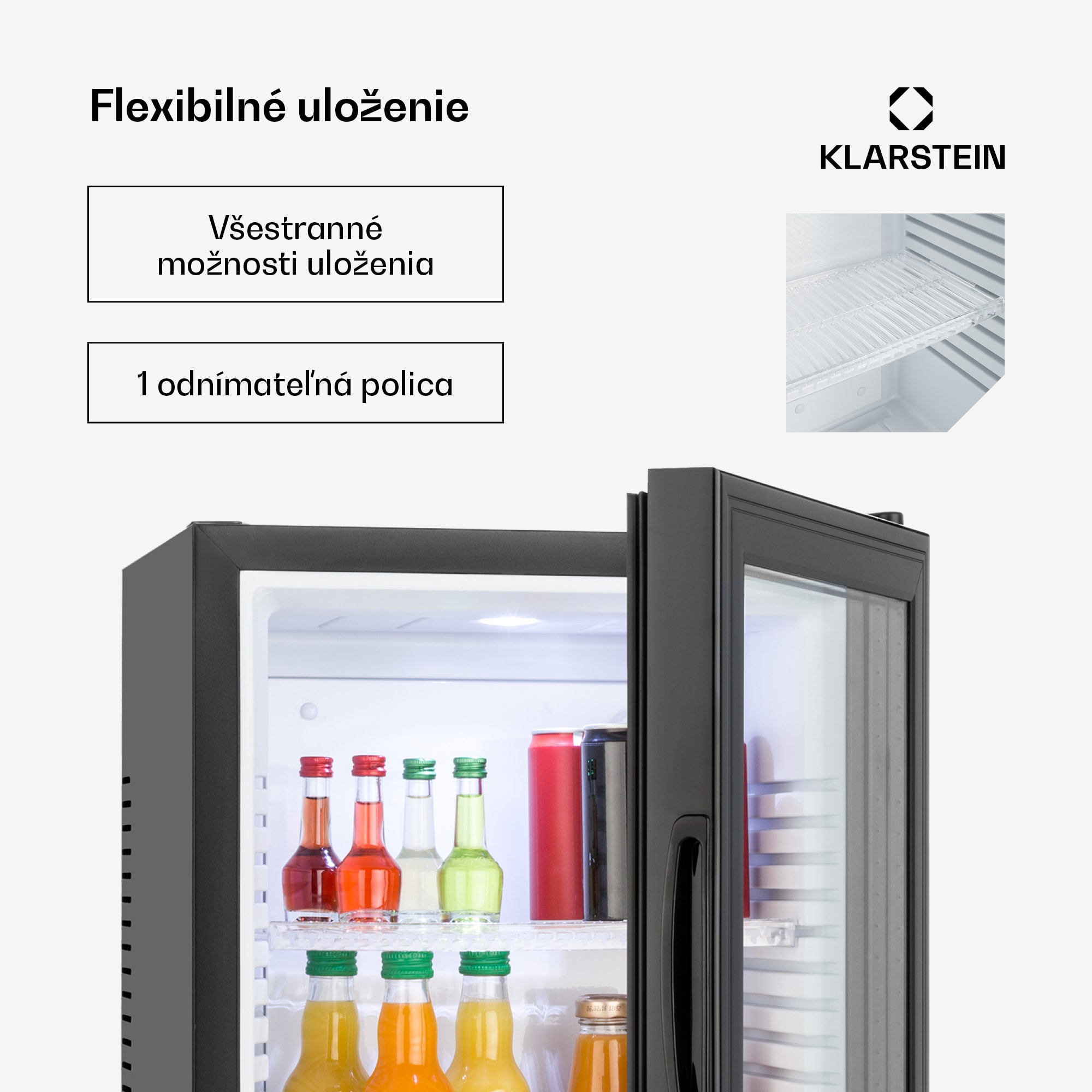 Klarstein Brooklyn, minibar, 30 l, energet. trieda F, čierna, sklo – Obrázok 5