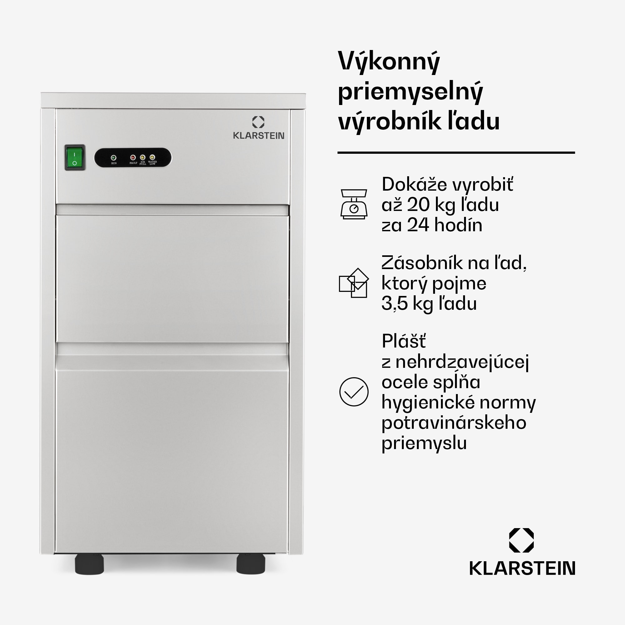 Klarstein Powericer XL, výrobník ľadu, priemyselné zariadenie na výrobu kociek ľadu, 145 W – Obrázok 2