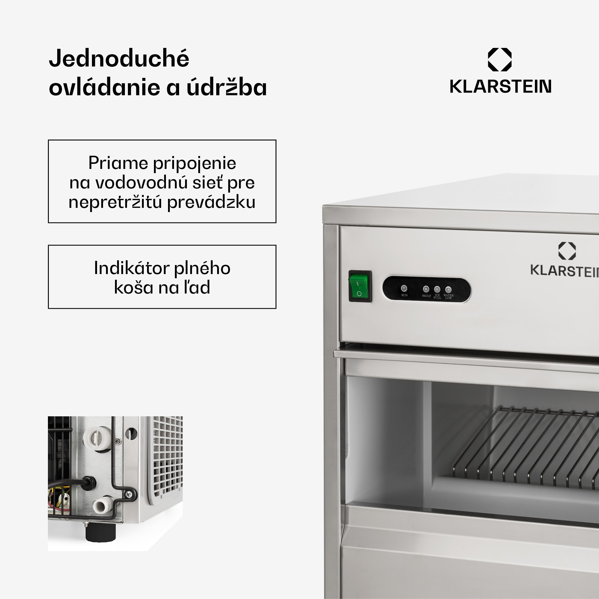 Klarstein Powericer XL, výrobník ľadu, priemyselné zariadenie na výrobu kociek ľadu, 145 W – Obrázok 3