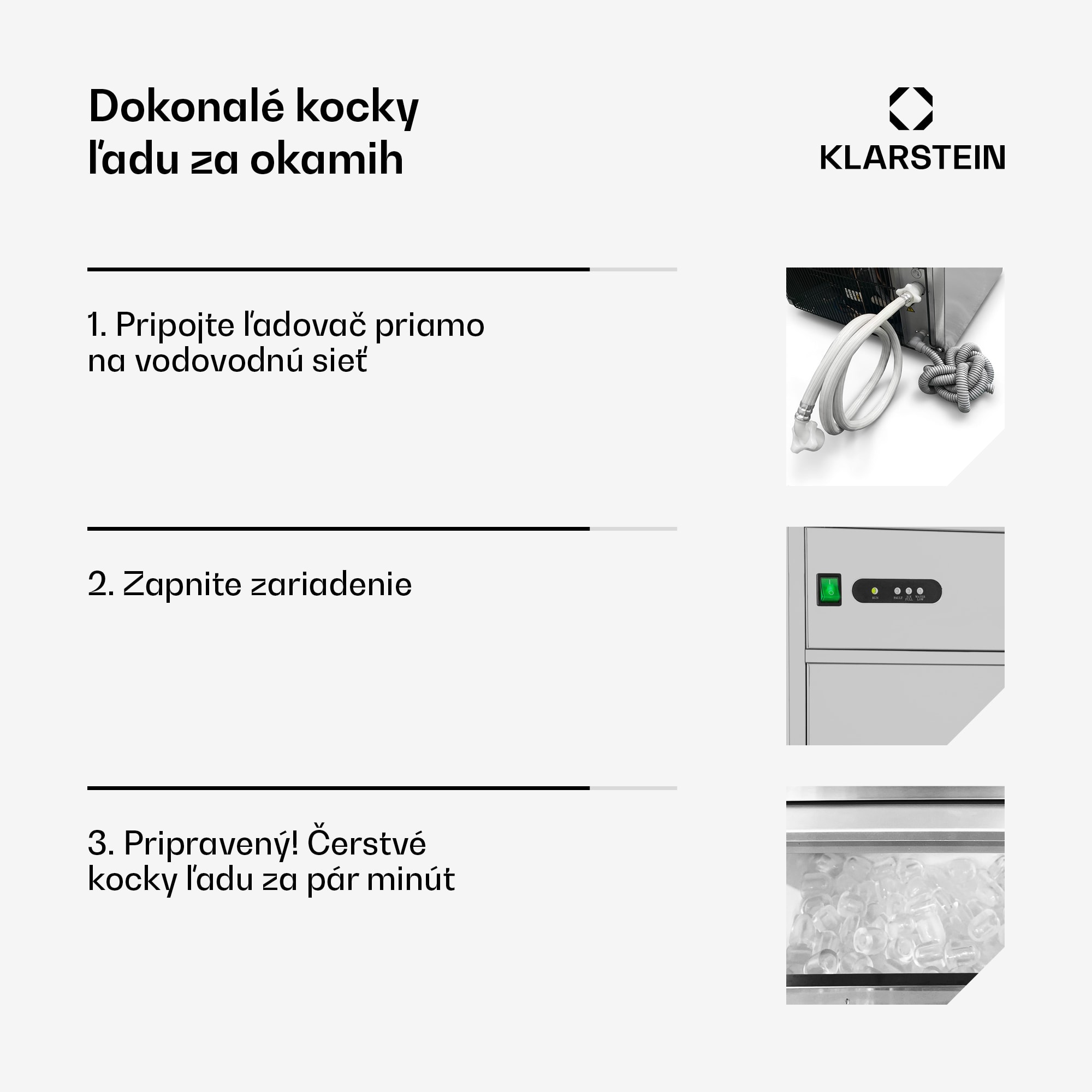 Klarstein Powericer XL, výrobník ľadu, priemyselné zariadenie na výrobu kociek ľadu, 145 W – Obrázok 5