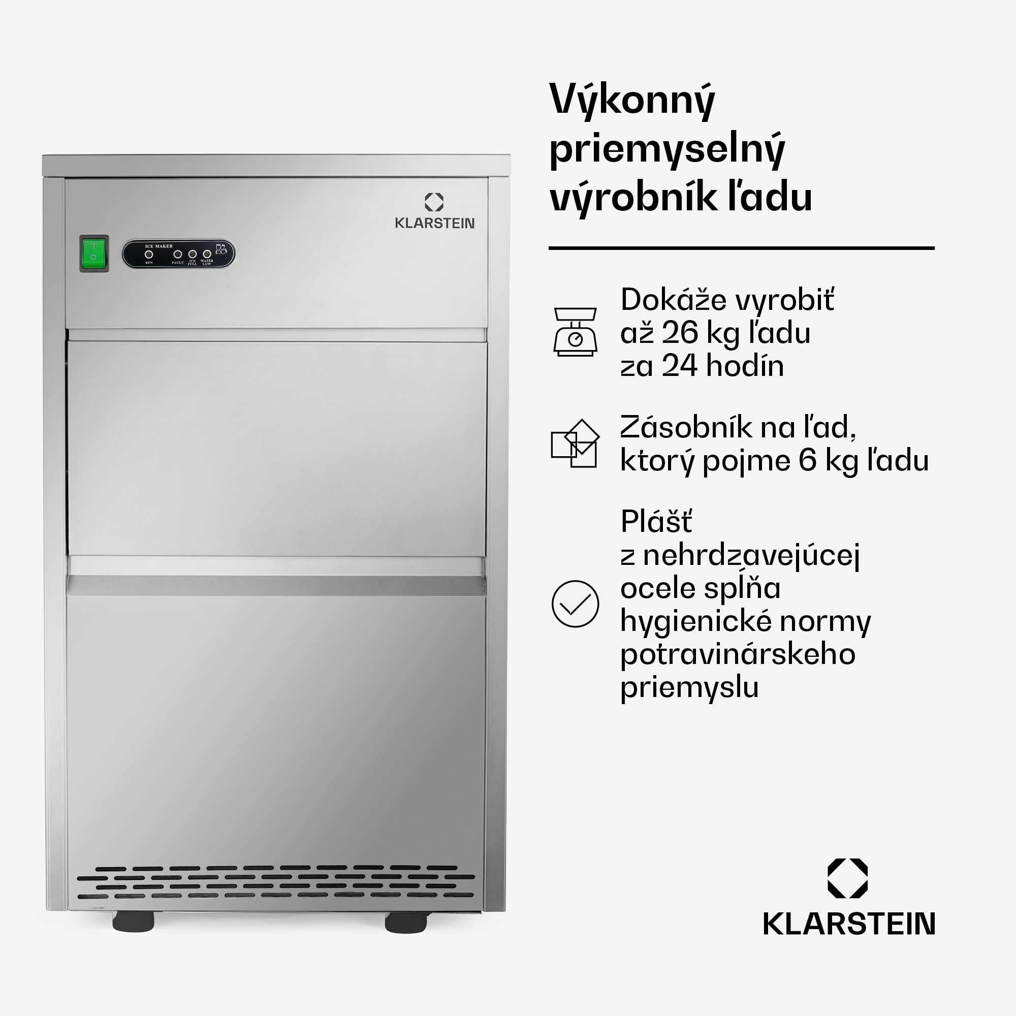 Klarstein Powericer XXL, výrobník ľadu, priemyselné zariadenie na výrobu kociek ľadu, 160 W – Obrázok 2