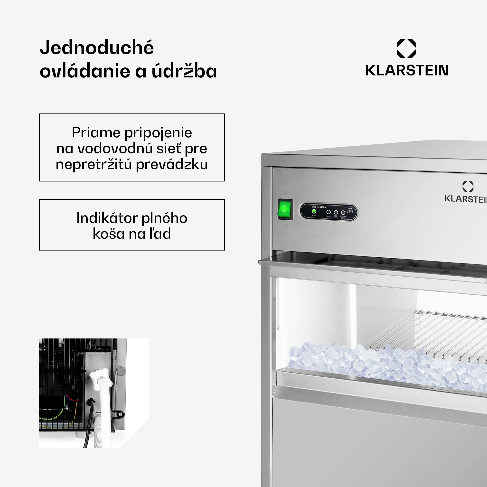 Klarstein Powericer XXL, výrobník ľadu, priemyselné zariadenie na výrobu kociek ľadu, 160 W – Obrázok 3