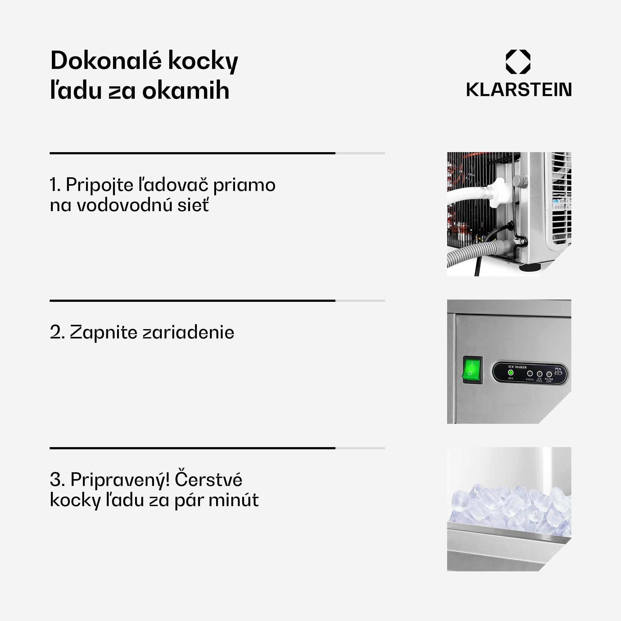 Klarstein Powericer XXL, výrobník ľadu, priemyselné zariadenie na výrobu kociek ľadu, 160 W – Obrázok 5