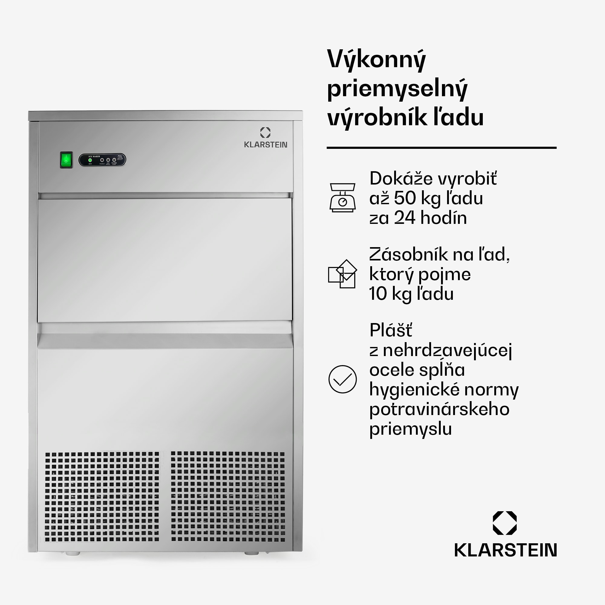 Klarstein Powericer XXXL, výrobník ľadu, priemyselné zariadenie na výrobu kociek ľadu, 260 W – Obrázok 2