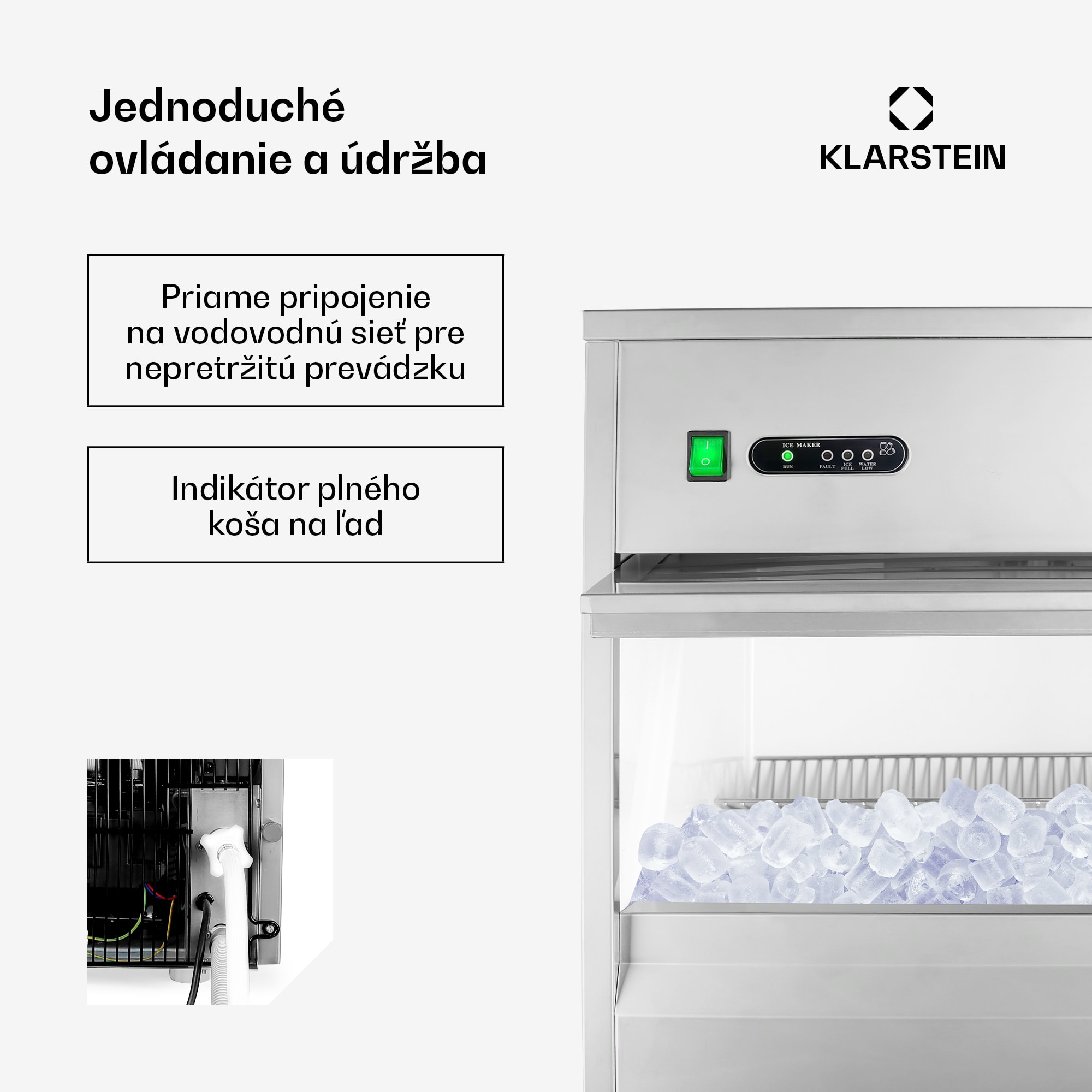 Klarstein Powericer XXXL, výrobník ľadu, priemyselné zariadenie na výrobu kociek ľadu, 260 W – Obrázok 3