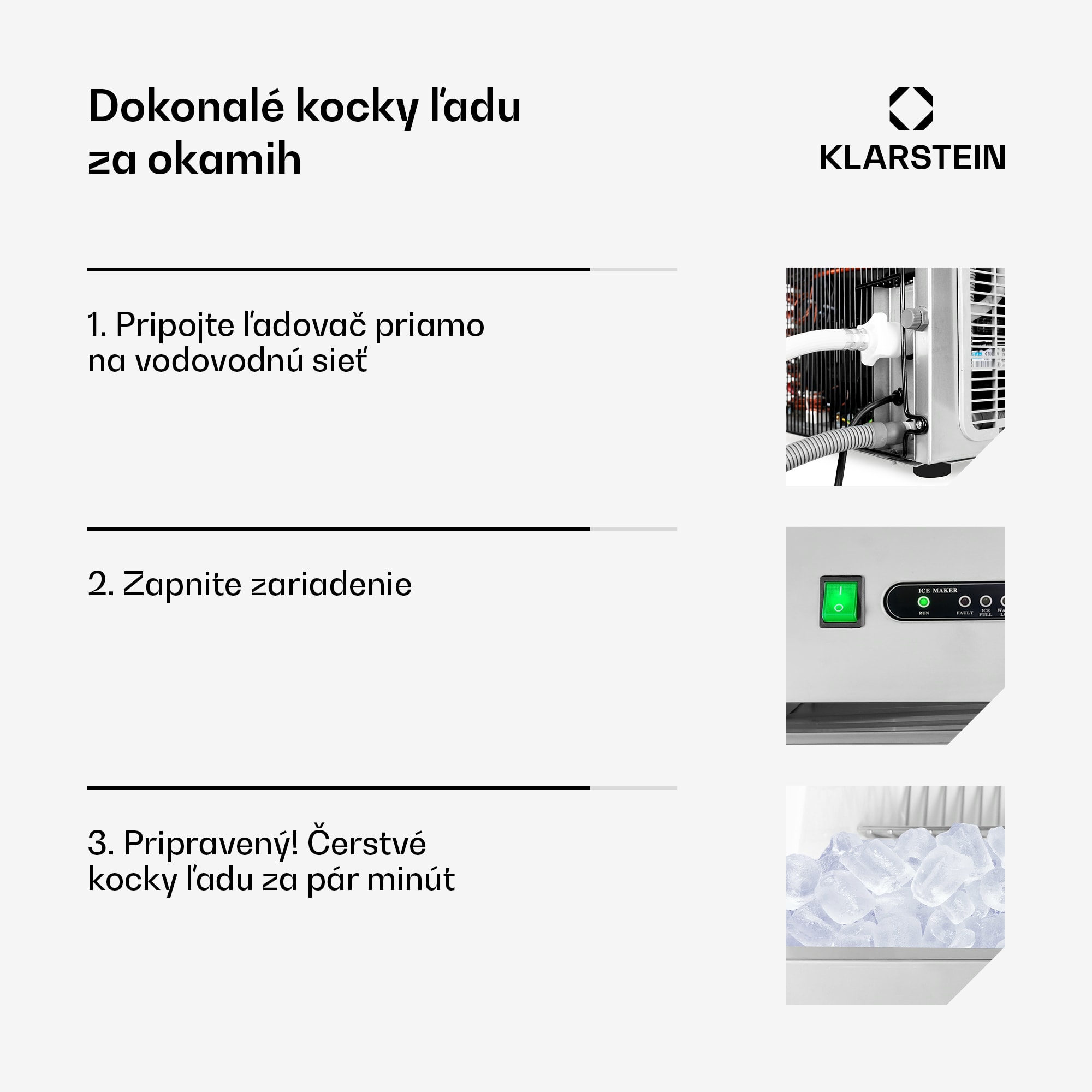 Klarstein Powericer XXXL, výrobník ľadu, priemyselné zariadenie na výrobu kociek ľadu, 260 W – Obrázok 5