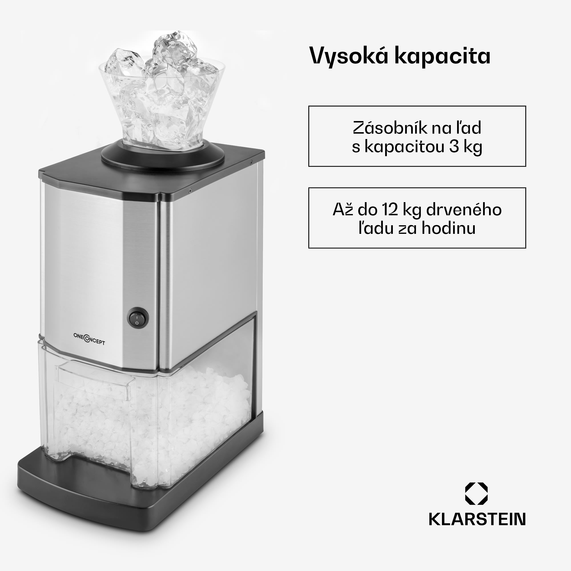 OneConcept Icebreaker, drvič ľadu, 15 kg/h, objem 3,5 l, zásobník na ľad, nehrdzavejúca oceľ – Obrázok 3