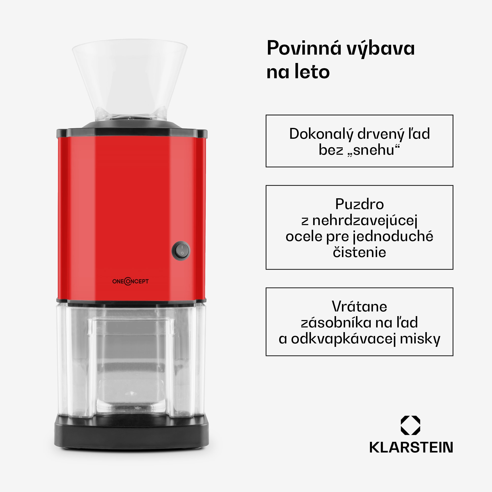 OneConcept Icebreaker, drvič ľadu, 15 kg/h, objem 3,5 l, zásobník na ľad, nehrdzavejúca oceľ, červený – Obrázok 2
