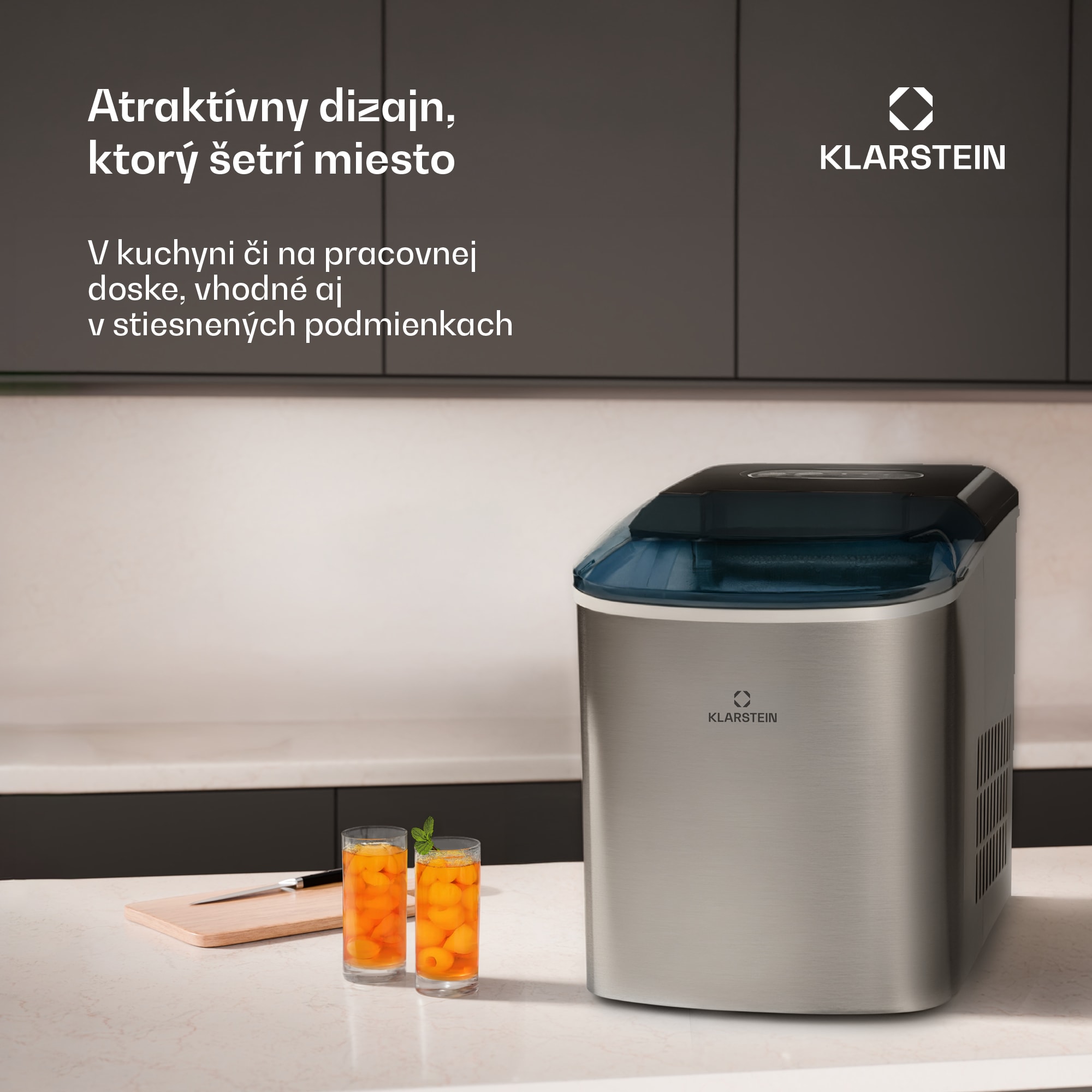 Klarstein On-The-Rocks, výrobník ľadu, 12 kg/24 h, nádrž 2,1 l, LED, nehrdzavejúca oceľ, čierny – Obrázok 3