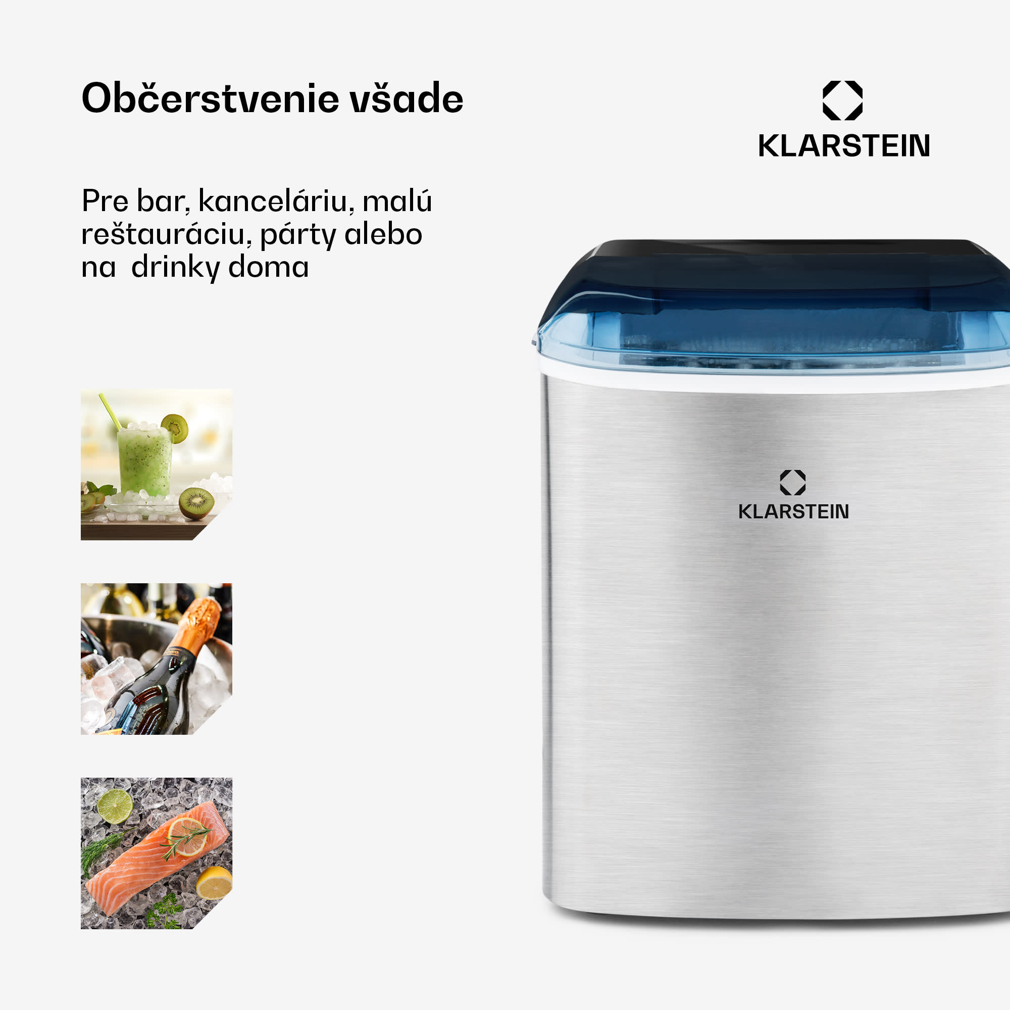 Klarstein On-The-Rocks, výrobník ľadu, 12 kg/24 h, nádrž 2,1 l, LED, nehrdzavejúca oceľ, čierny – Obrázok 4